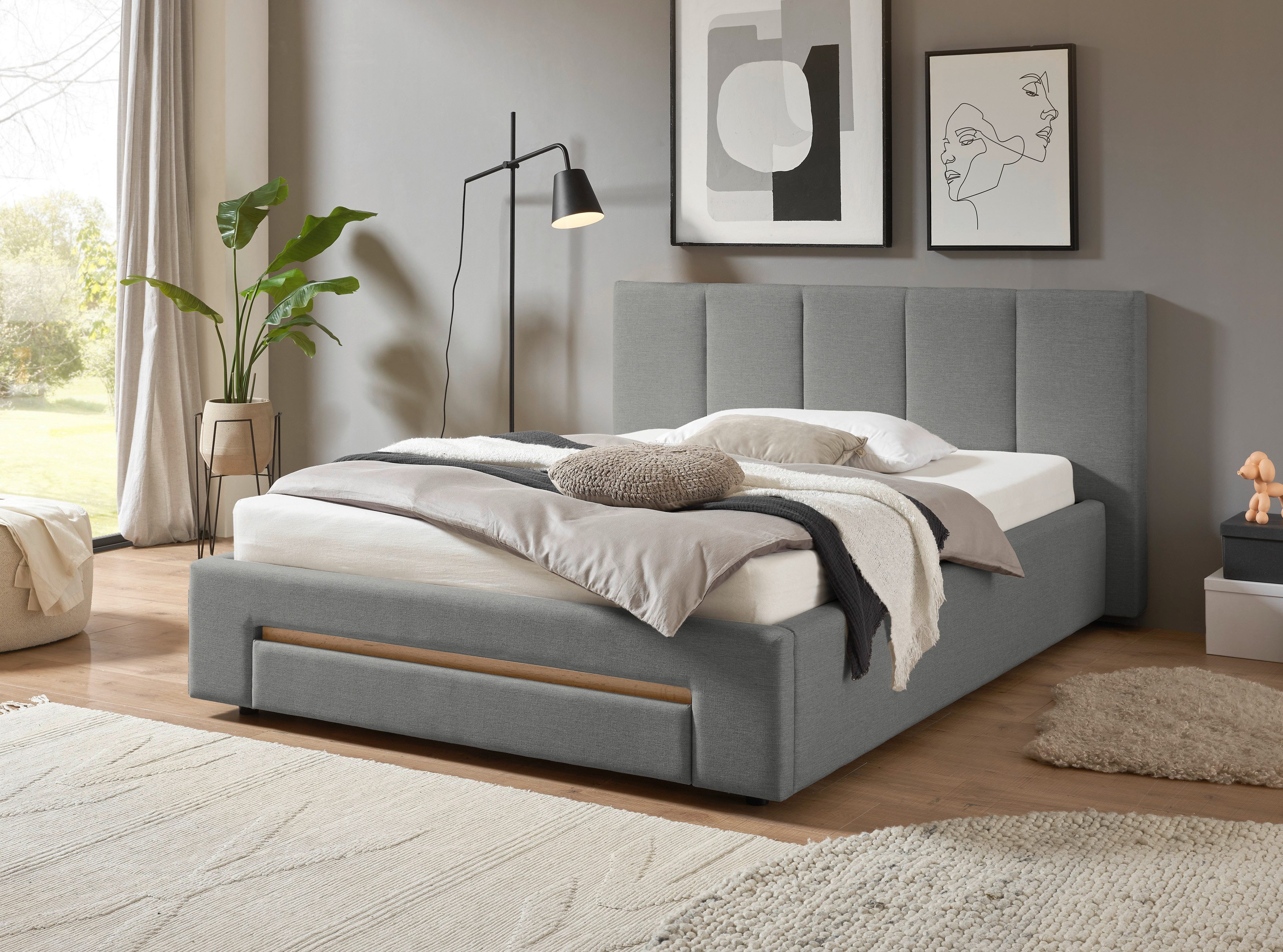 INOSIGN Gestoffeerd bed CiTY/GiRON, bedframe met bedlade, gestoffeerd opbergbed met hondenbed of opberglade, bekleding van corduroy of linnenlook