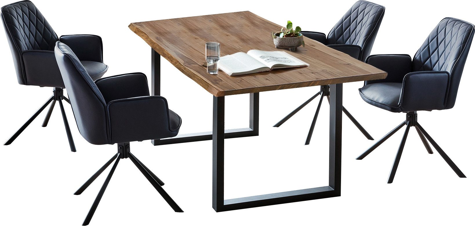 SalesFever Eethoek Stoelen met 360 graden draaiplateau onder de zitting (set, 5-delig)