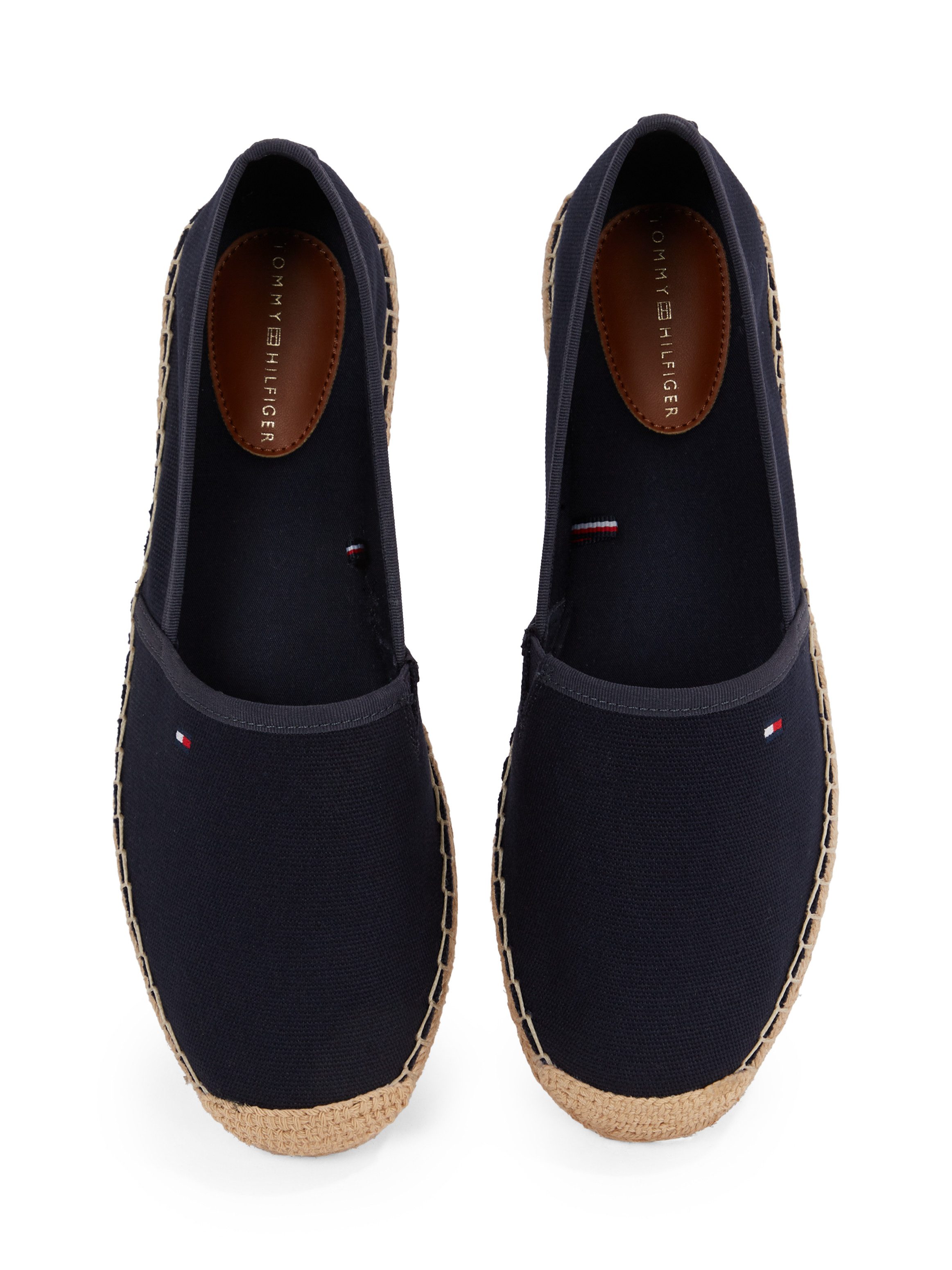 Tommy Hilfiger Espadrilles FLAG CANVAS ESPADRILLE , slippers, flats, comfortabele schoen met bamboe bekleding en decoratieve naden