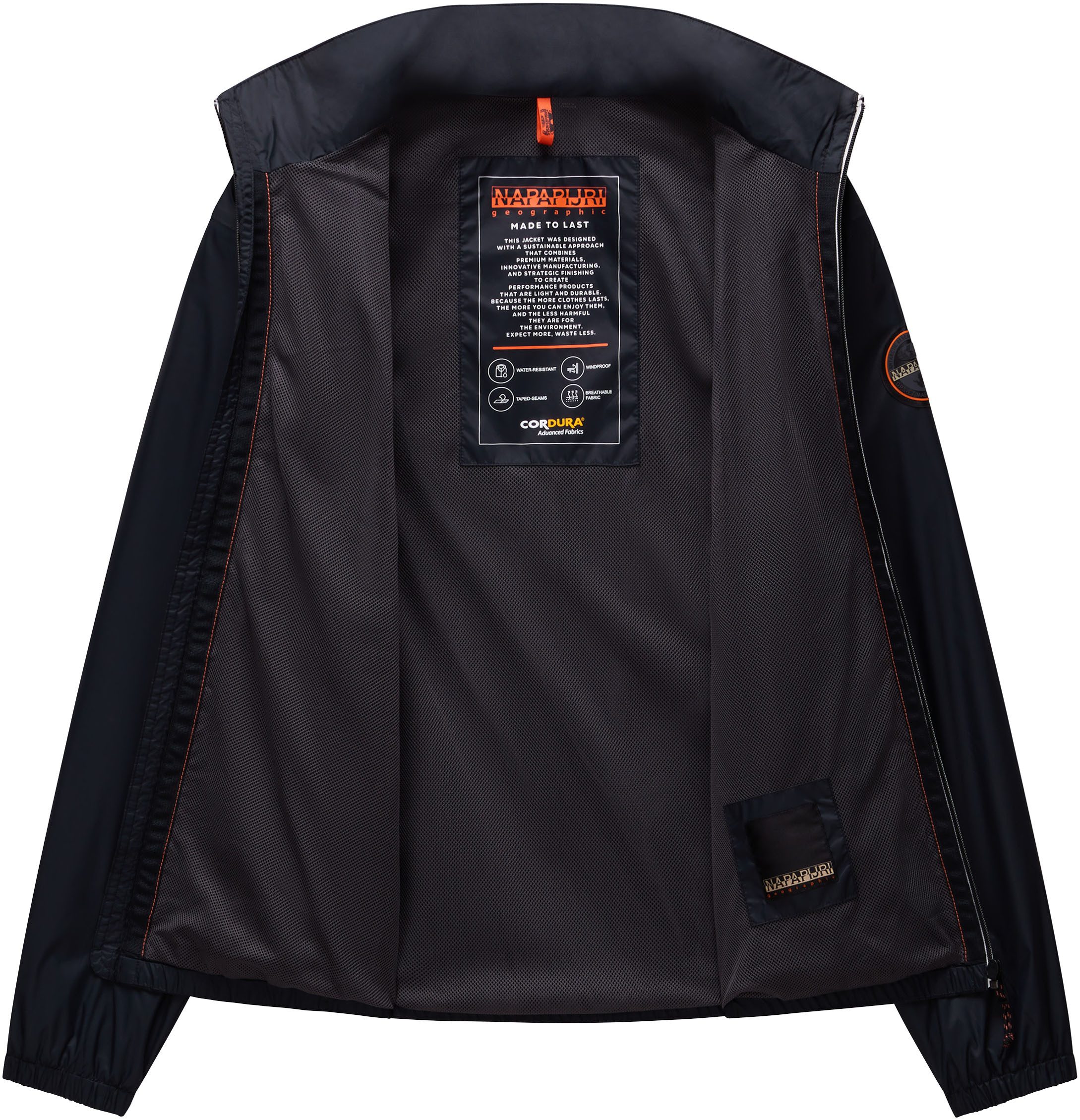 Napapijri Windbreaker A-CLOUDY 041 BLACK Met elastiek in de zoom, met staande kraag
