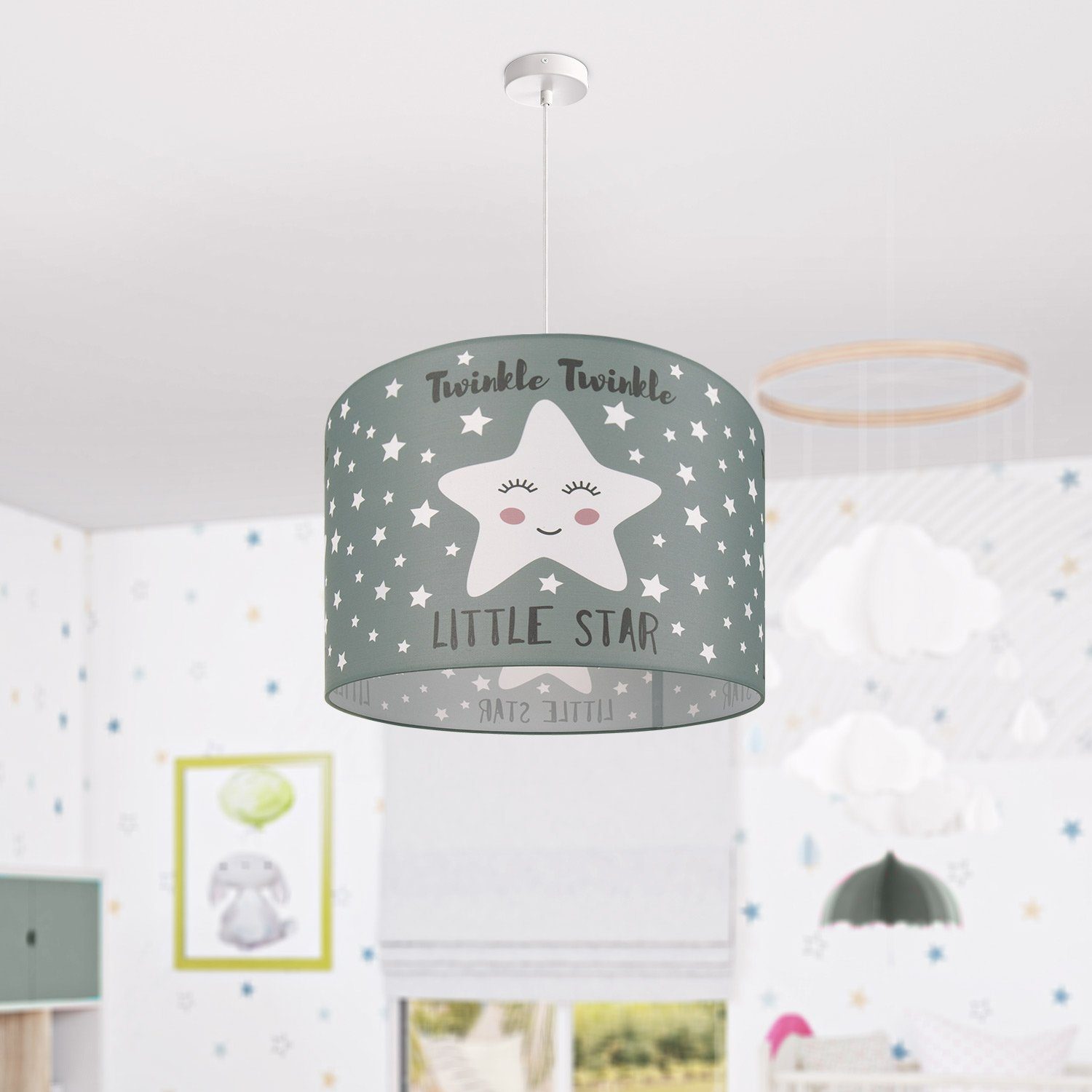Paco Home Hanglamp Aleyna 105 Kinderlamp plafondlamp LED kinderkamer lamp sterren-motief E27