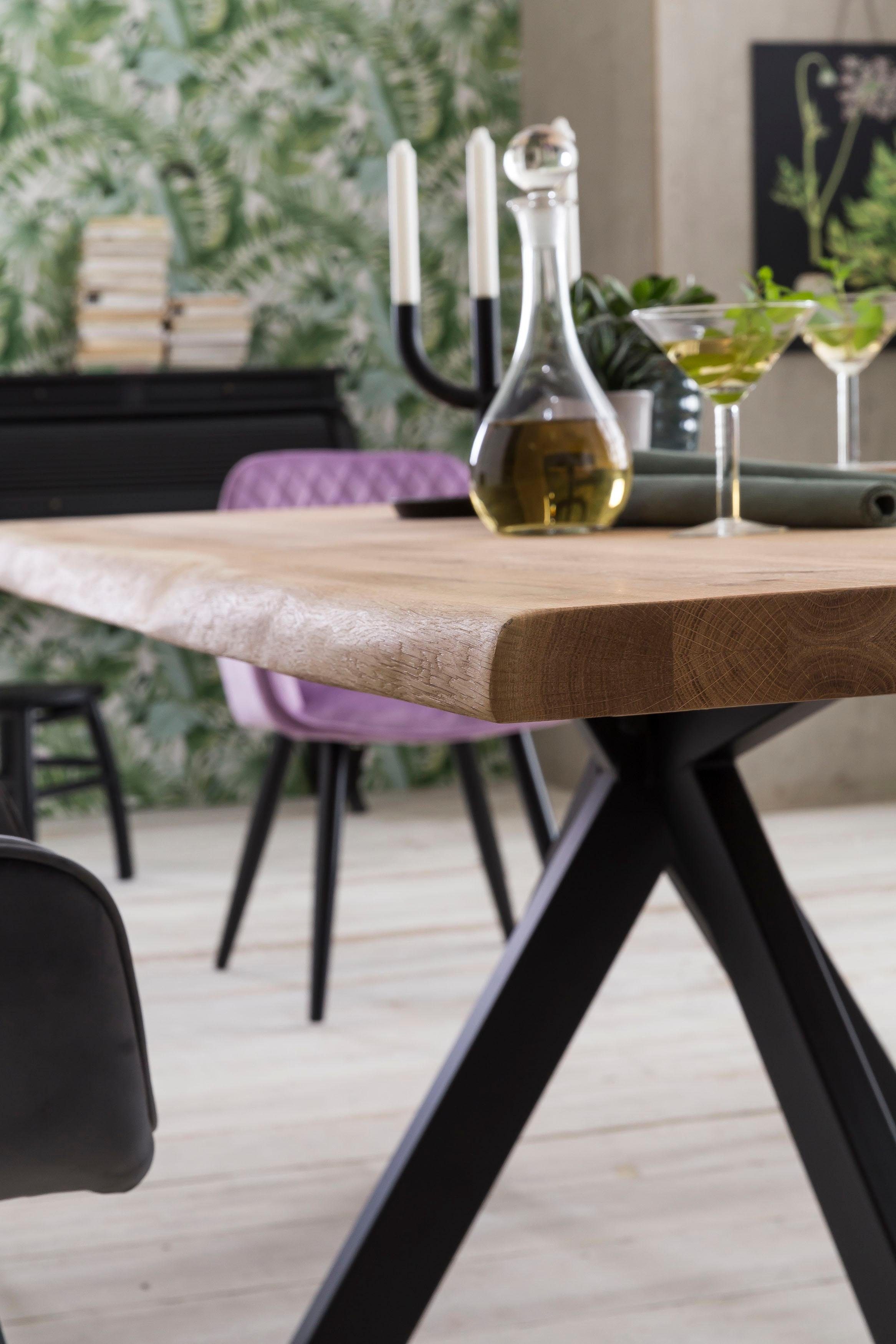 Home affaire Eettafel TRISTAN Massief wild eiken met echte boomrand
