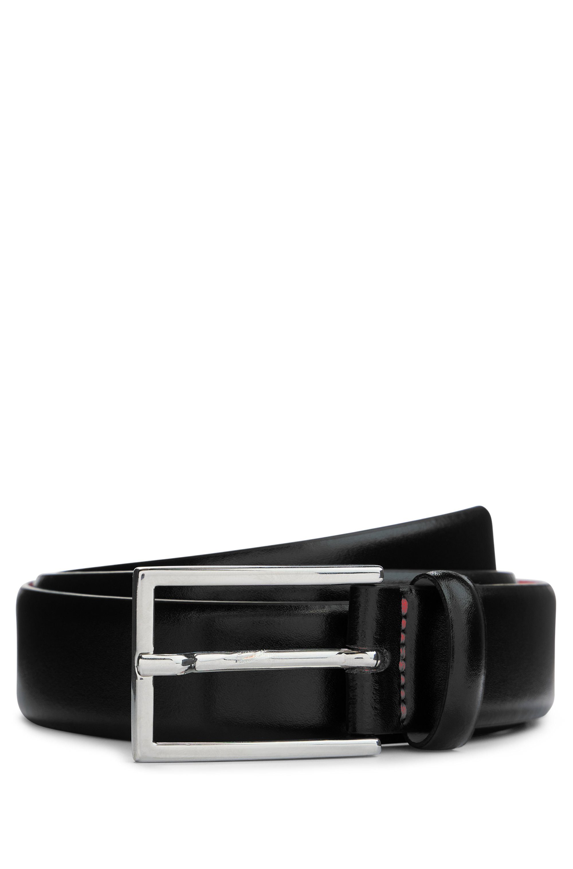 HUGO Leren riem Gavrilo met subtiele sluiting en rode details