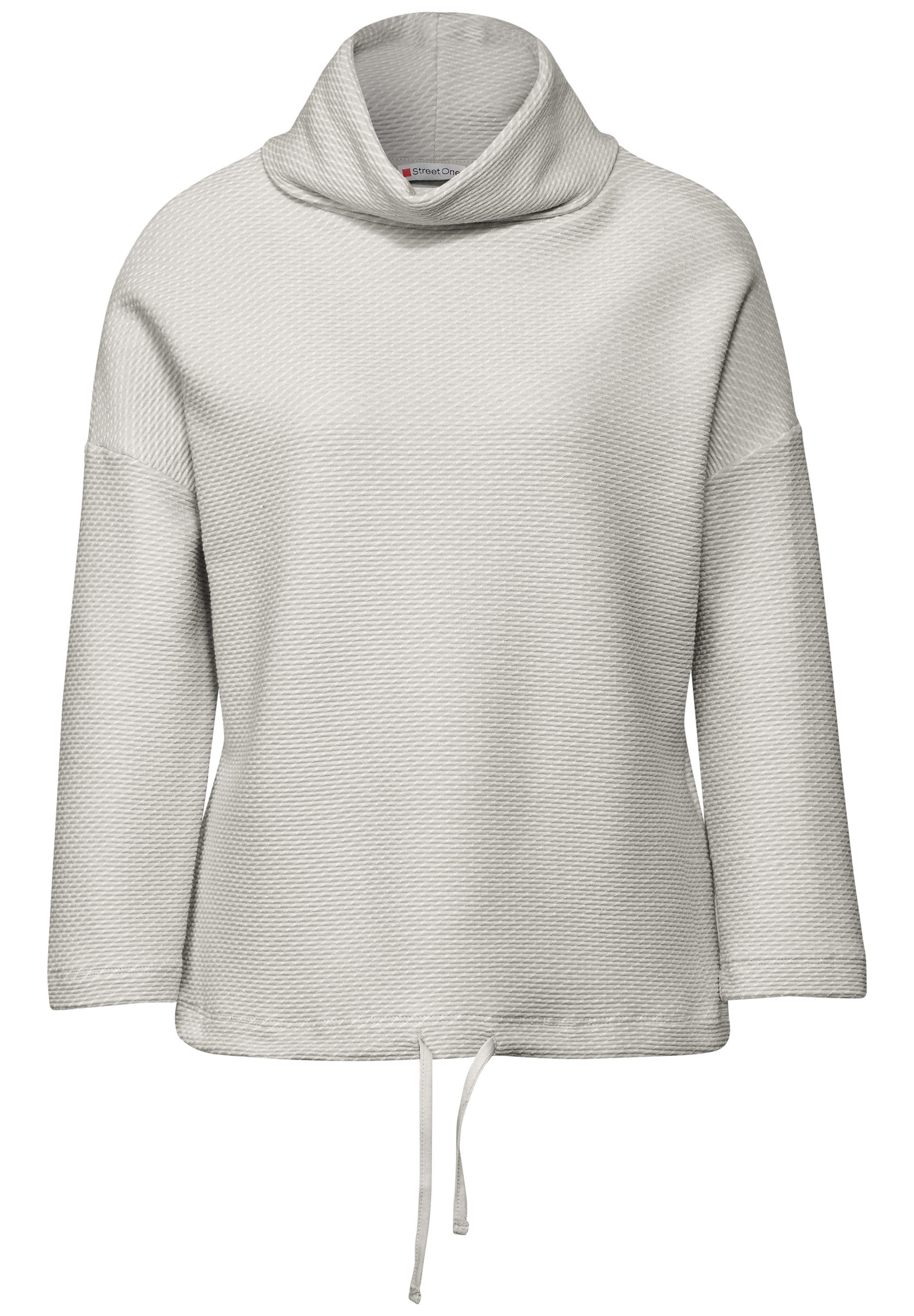 STREET ONE Shirt met 3/4 mouwen in structuur-look en met sjaalkraag