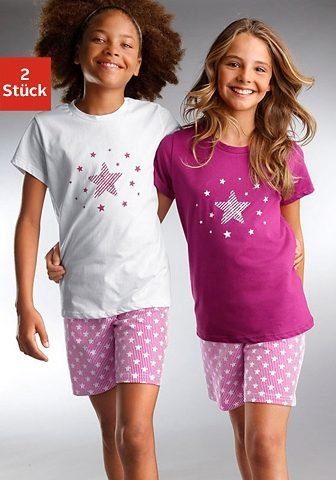 petite fleur Pyjama modieuze sterrenprint op de shirts en broeken (4-delig, Set van 2)