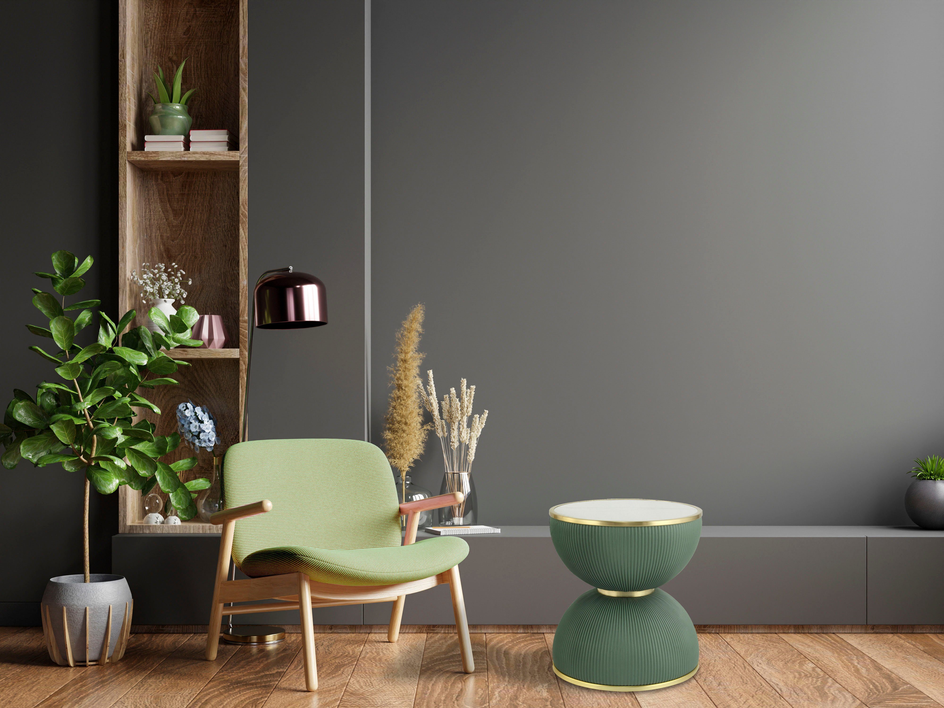Kayoom Bijzettafel Jokai 225, ijzeren frame, PU-stof bekleding, gesinterde steenplaat (1 stuk)