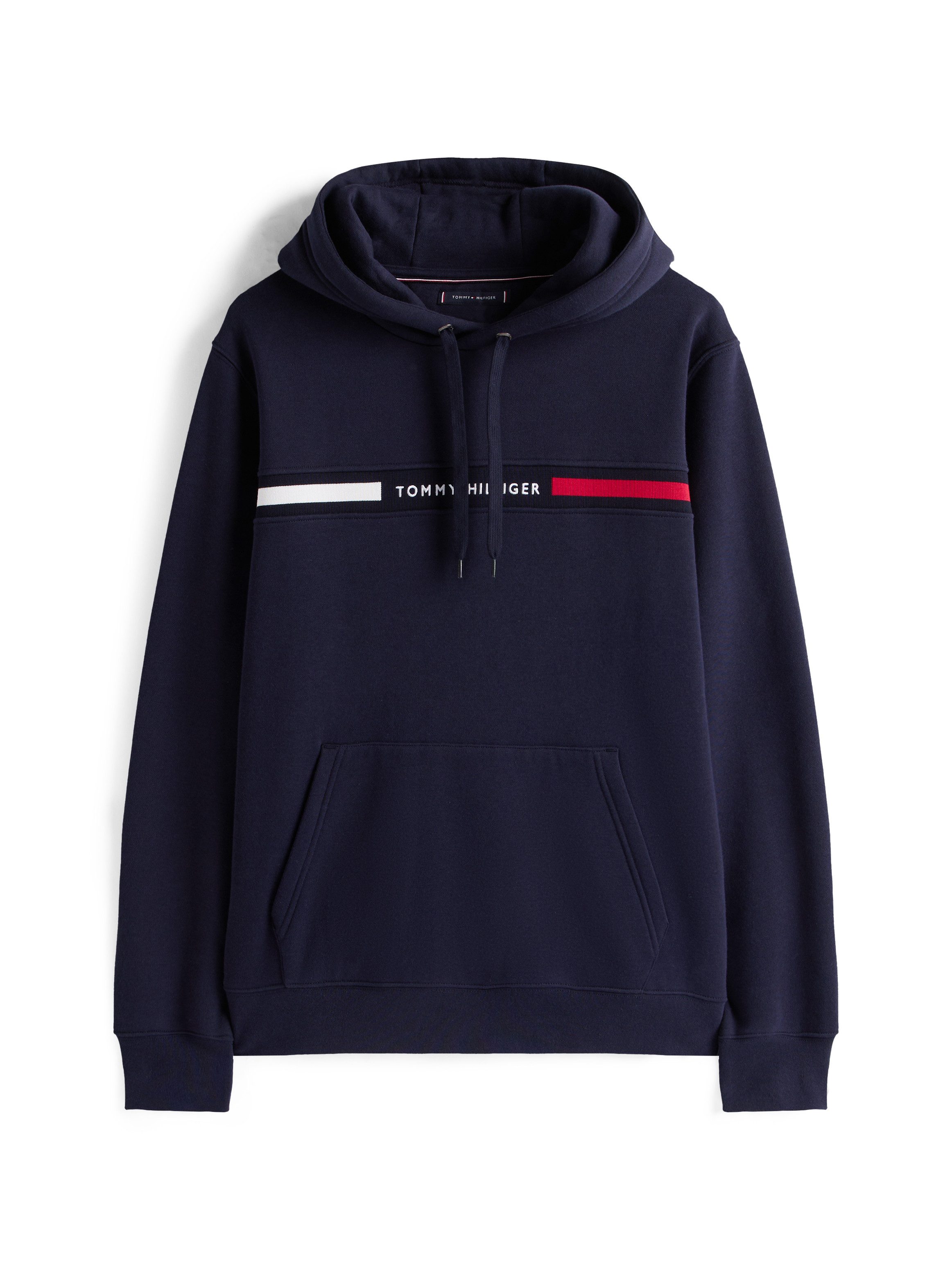 Tommy Hilfiger Hoodie HILFIGER CHEST INSERT HOODY met capuchon, kangoeroezak, logo-inscriptie