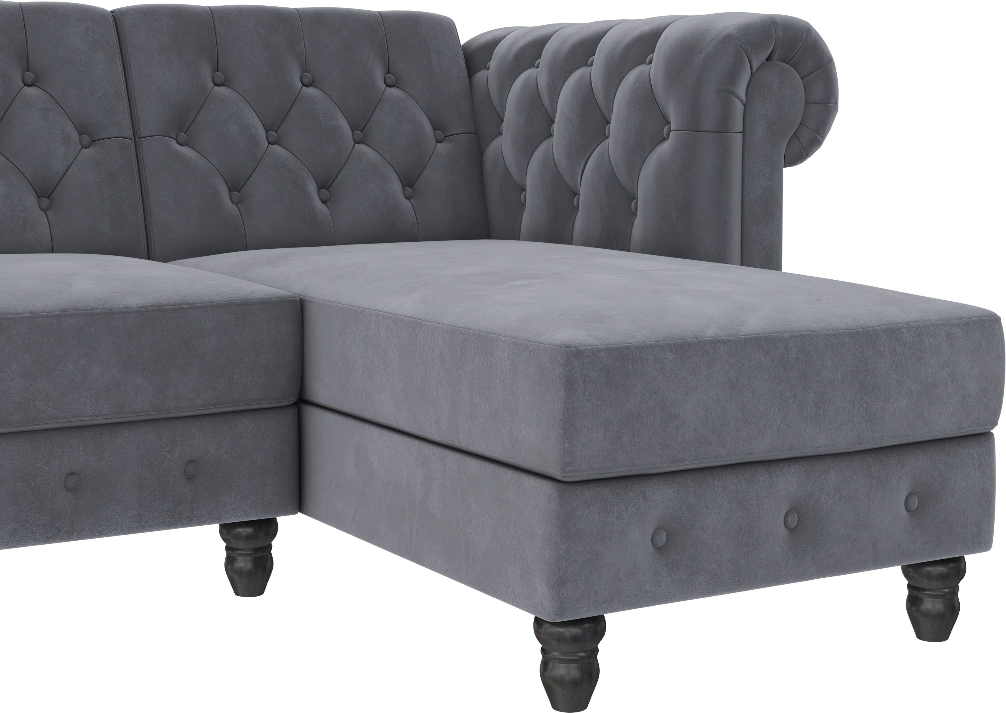Dorel Home Hoekbank Felix, L-model, 241 cm (ligoppervlak108x195 cm), récamier verwisselbaar,