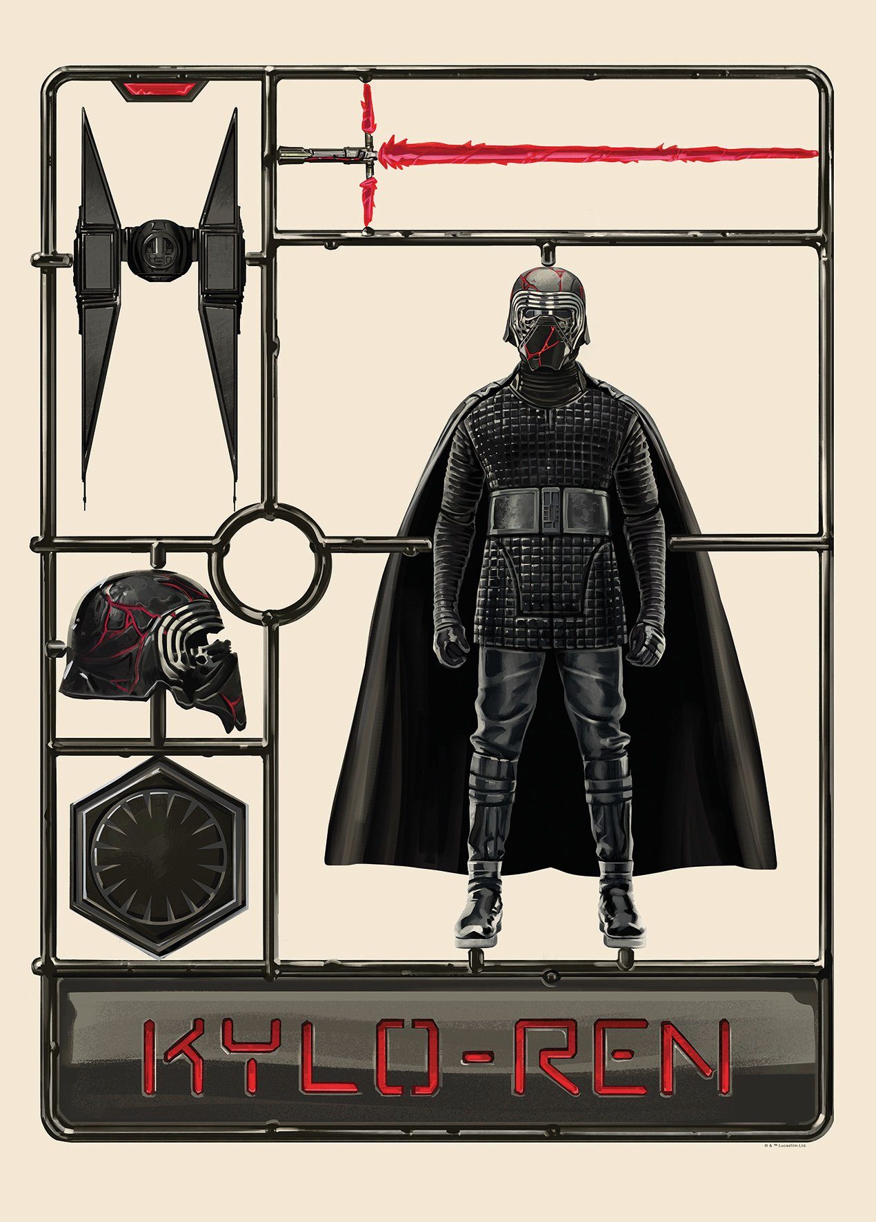 Komar Wanddecoratie Star Wars Toy Kylo Wanddecoratie voor de kinderkamer - zonder lijst (1 stuk) schilderijen maat 50 cm x 70 cm multicolor