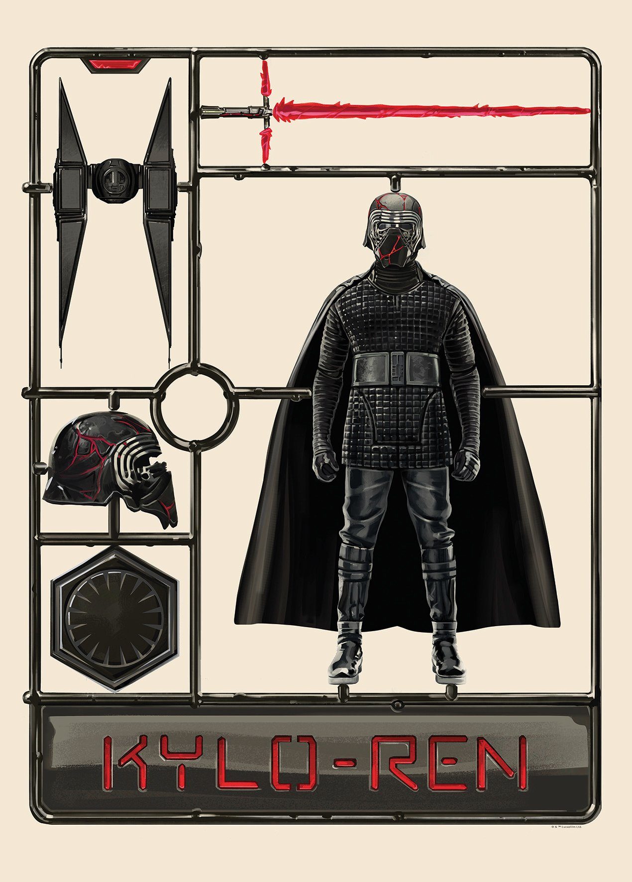 Komar wanddecoratie Star Wars Toy Kylo, zonder lijst