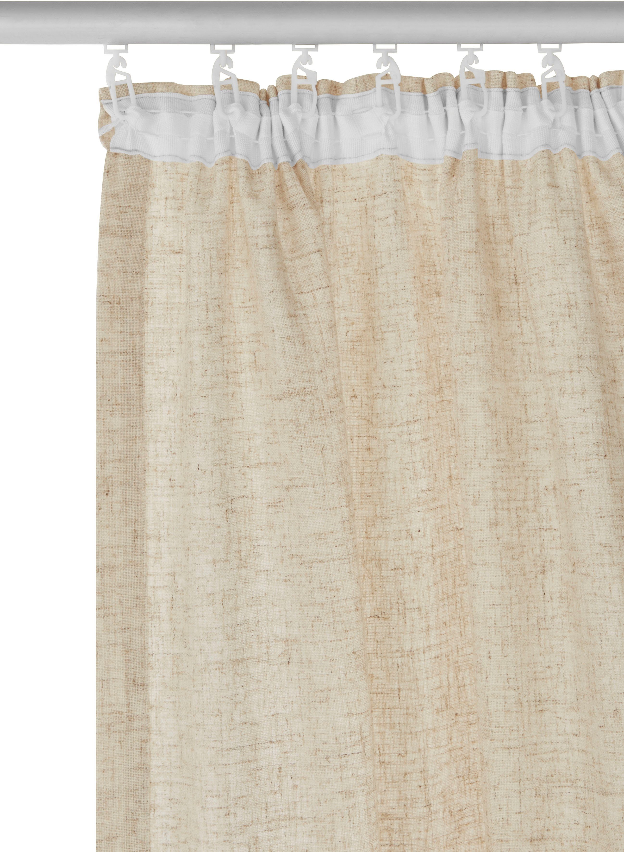 my home Gordijn Rudy Halftransparant, linnenlook, polyester, lengtestrepen (1 stuk)