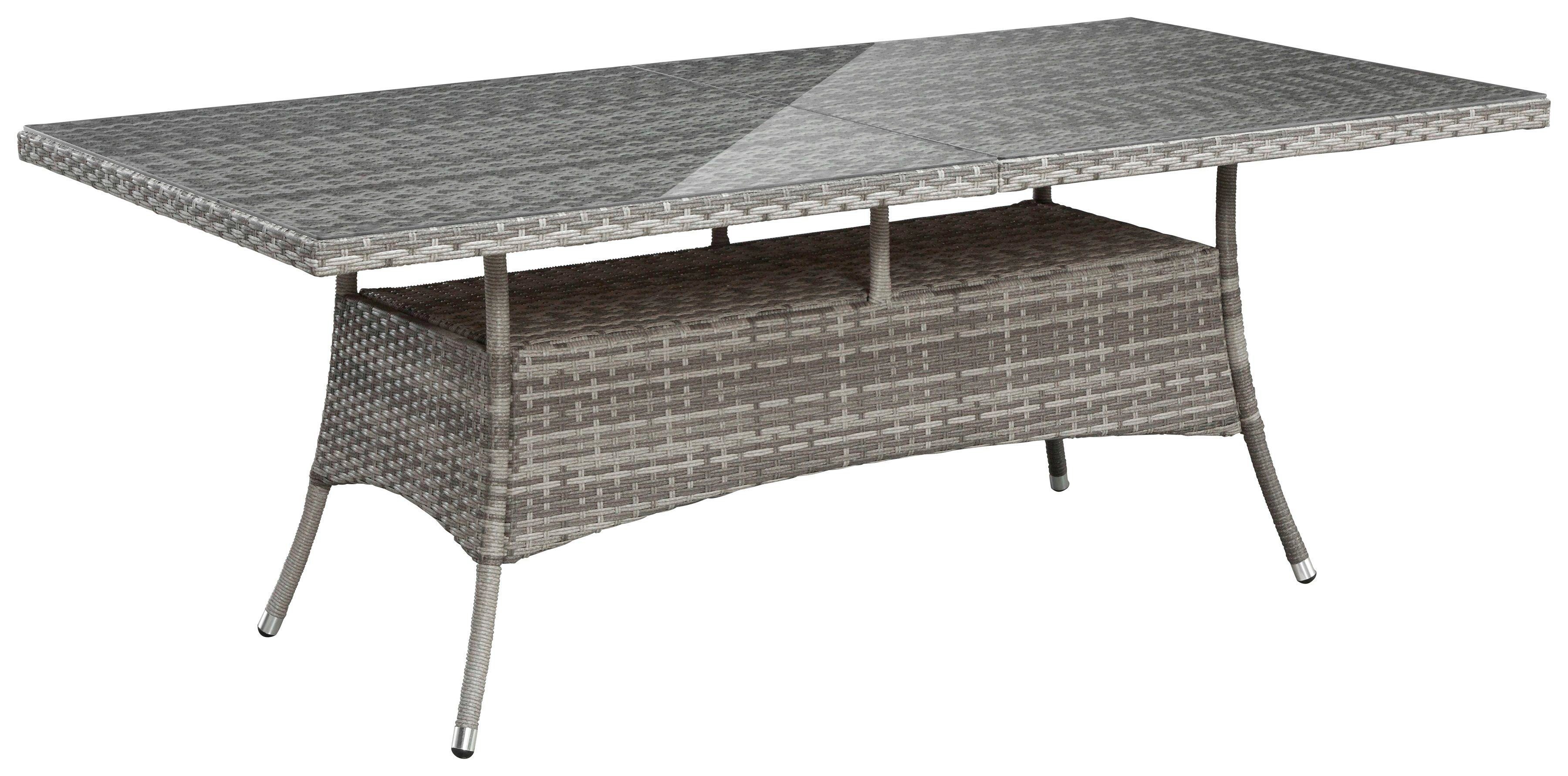 KONIFERA Tuin-eethoek Belluno Bergruimte onder de tafel, grijs, 2 van de 8 fauteuils traploos verstelbaar (set, 17-delig)