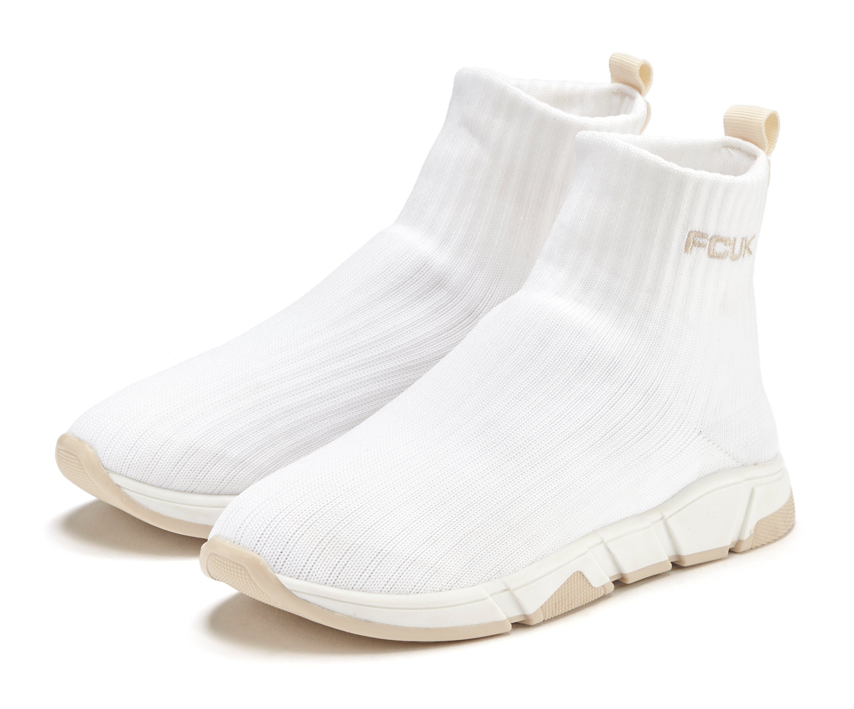 FCUK Sneakers Sock Boot, Vrijetijdsschoen, sok sneaker, high top sneaker, enkellaars, lage schoen dames lage sneakers maat 36 EU wit