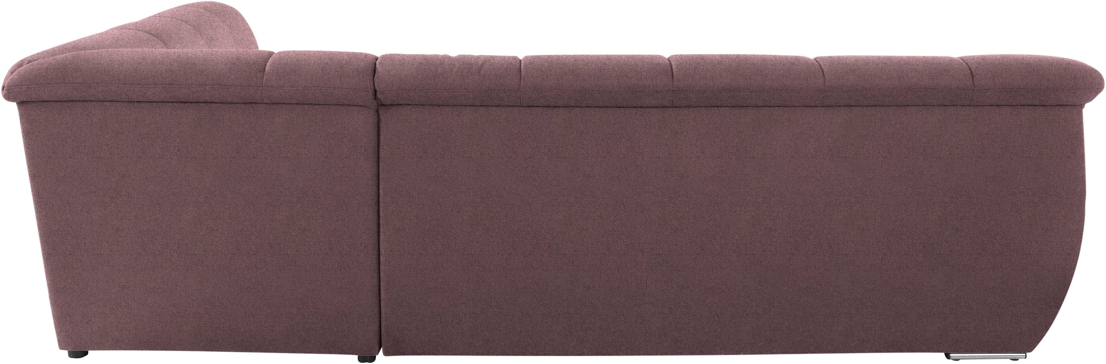 DOMO collection Hoekbank Lagoa, moderne Sitzheftung, bequem und komfortabel, L-Form naar keuze met slaapfunctie, vrij plaatsbaar, grote veelvoud aan kleuren