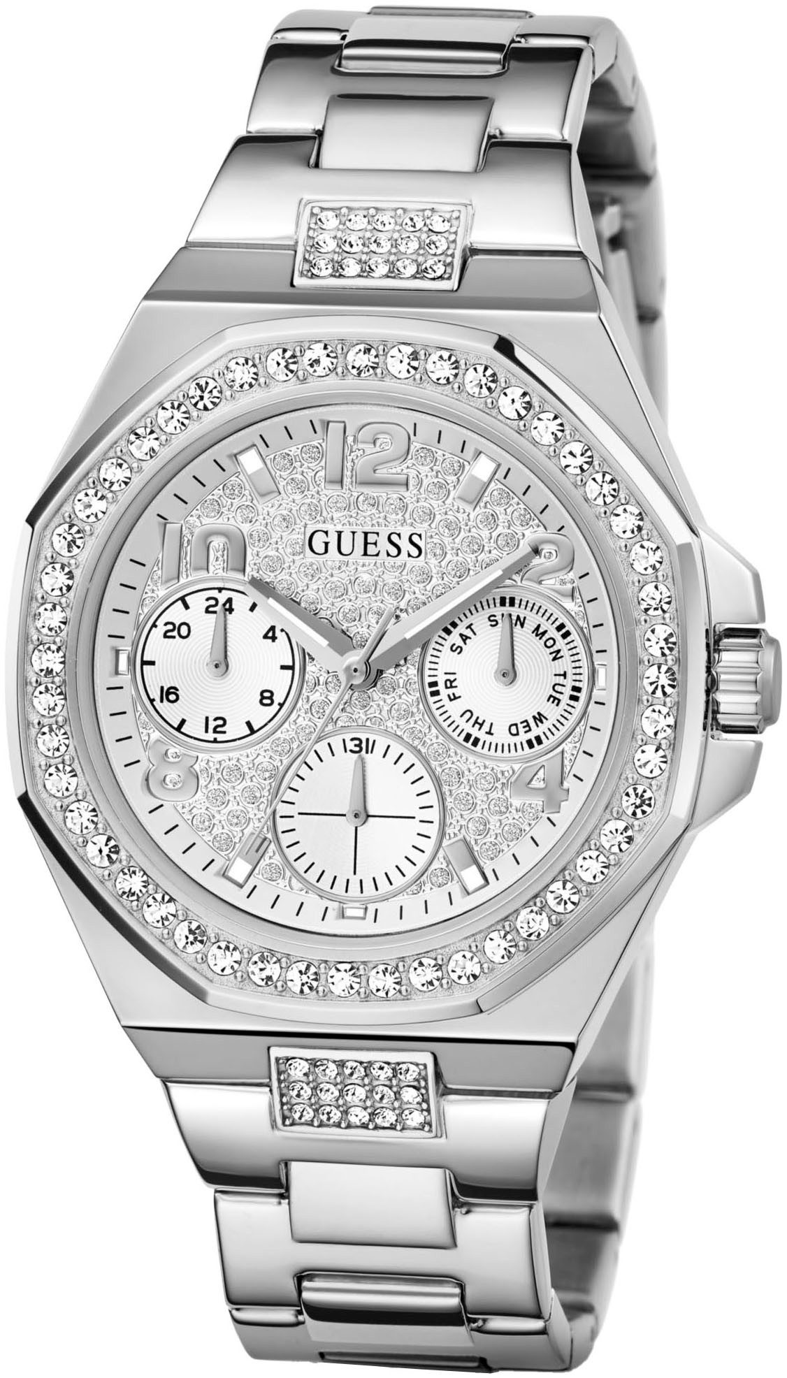 Guess Multifunctioneel horloge LADY EMPIRE Quartzhorloge, horloge, damenuur, datum, 12/24-uurs weergave