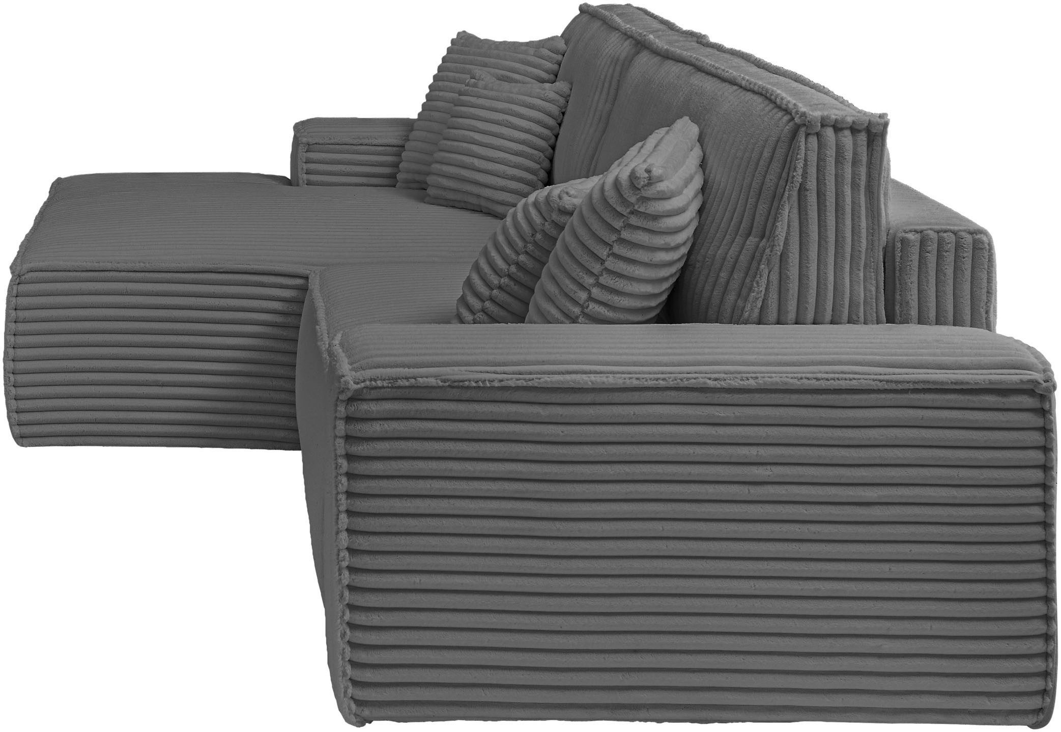 andas Hoekbank Finnley slaapbank 267 cm in Bouclé, fijne structuur en cord, L-vorm