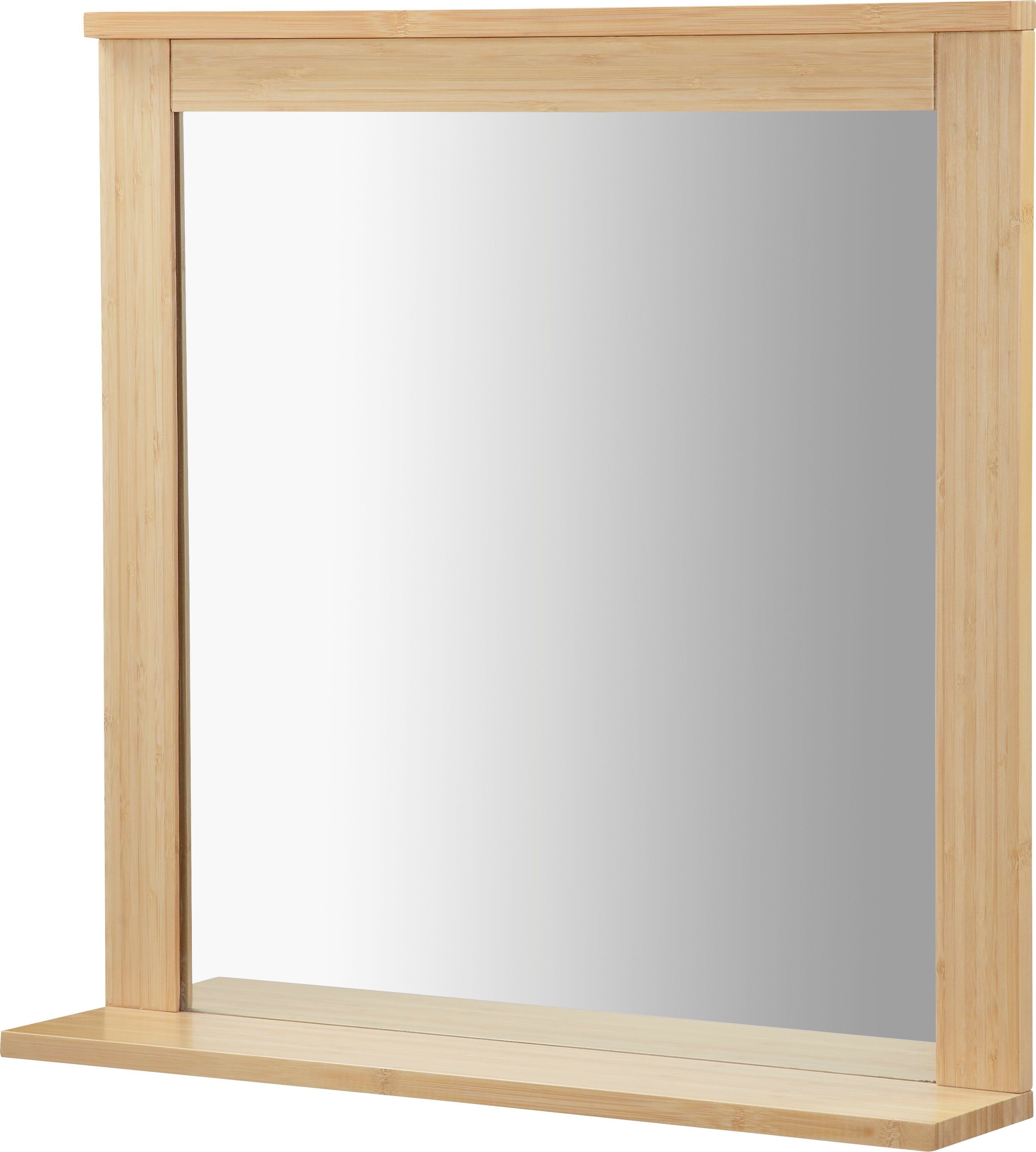welltime Badspiegel Bali ecru badkamerspiegel spiegelkast Spiegel met planchet rek bamboe breedte 60 cm