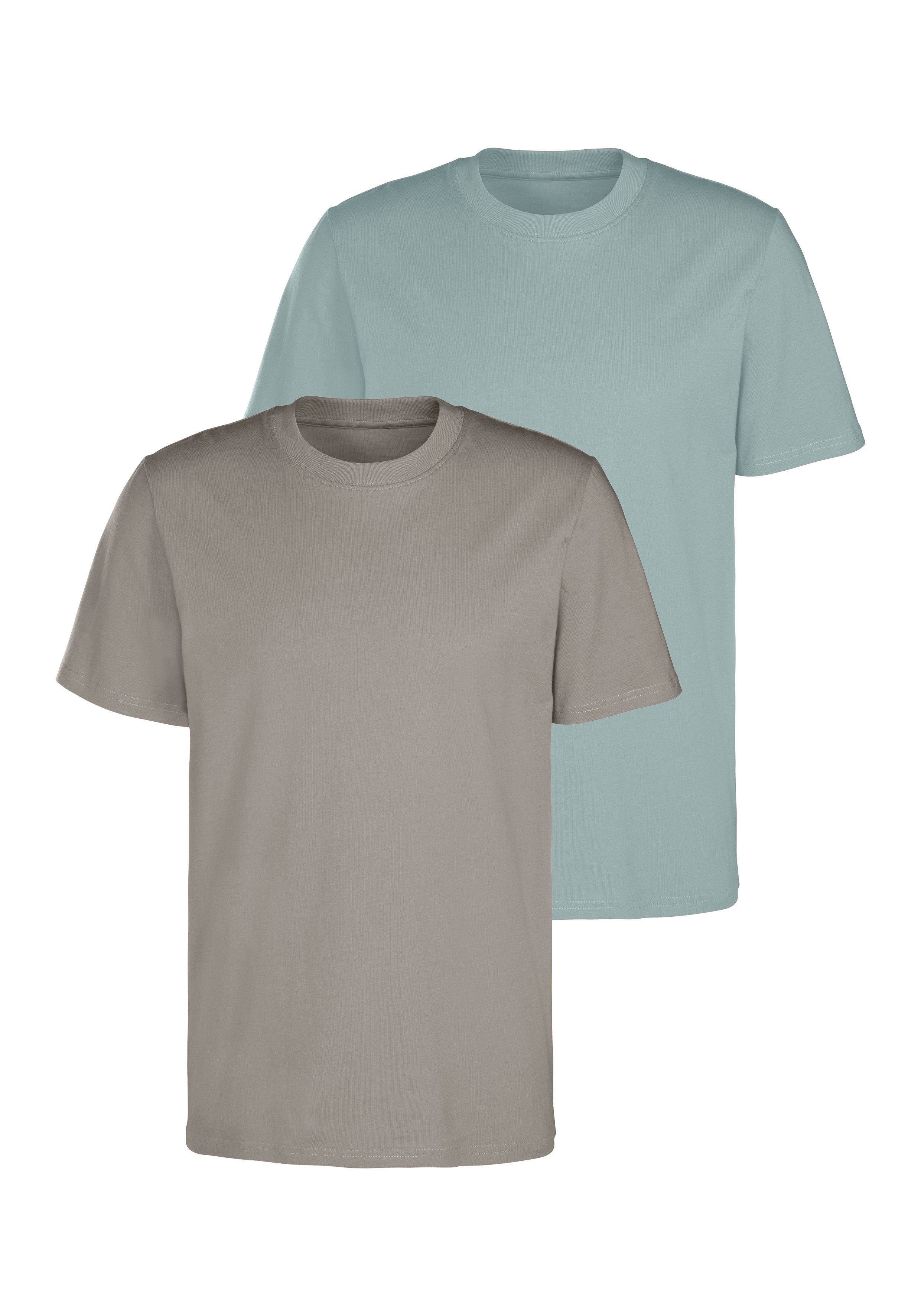 KangaROOS T-shirt Vrijetijdsshirt met korte mouwen, ronde hals van 100% katoen (Set van 2) heren t-shirts maat S multicolor