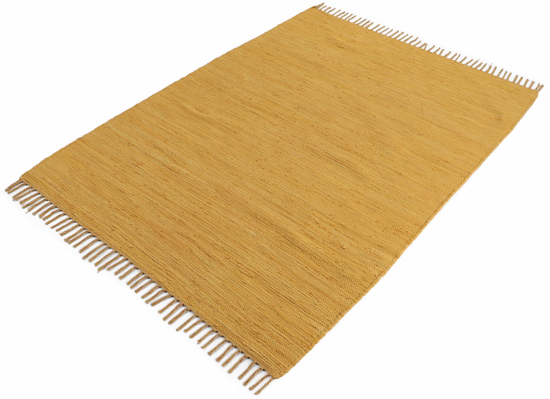 carpetfine Vloerkleed Kelim Chindi uni Tweezijdig te gebruiken kleed, puur katoen, met de hand geweven, unikleuren, met franje