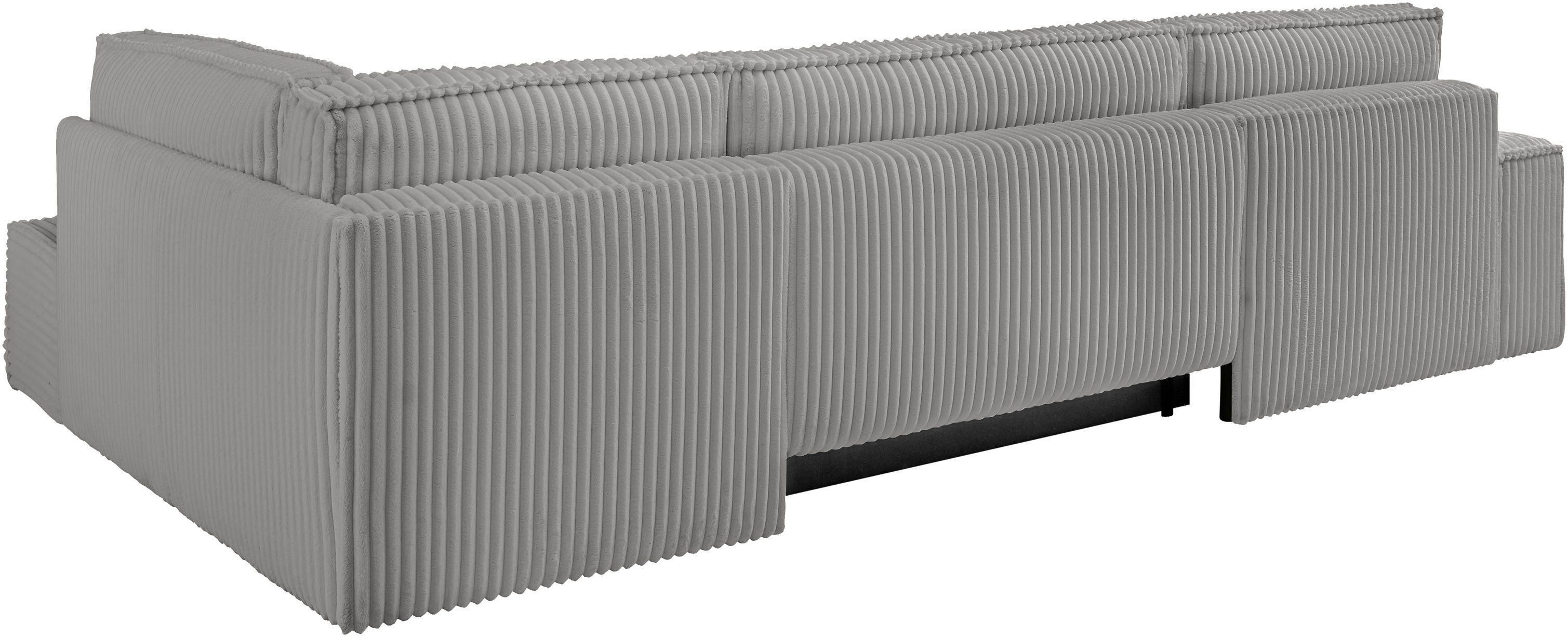 andas Zithoek FINNLEY U-model XXL 329 cm, bedbank, slaapfunctie m. bedkist