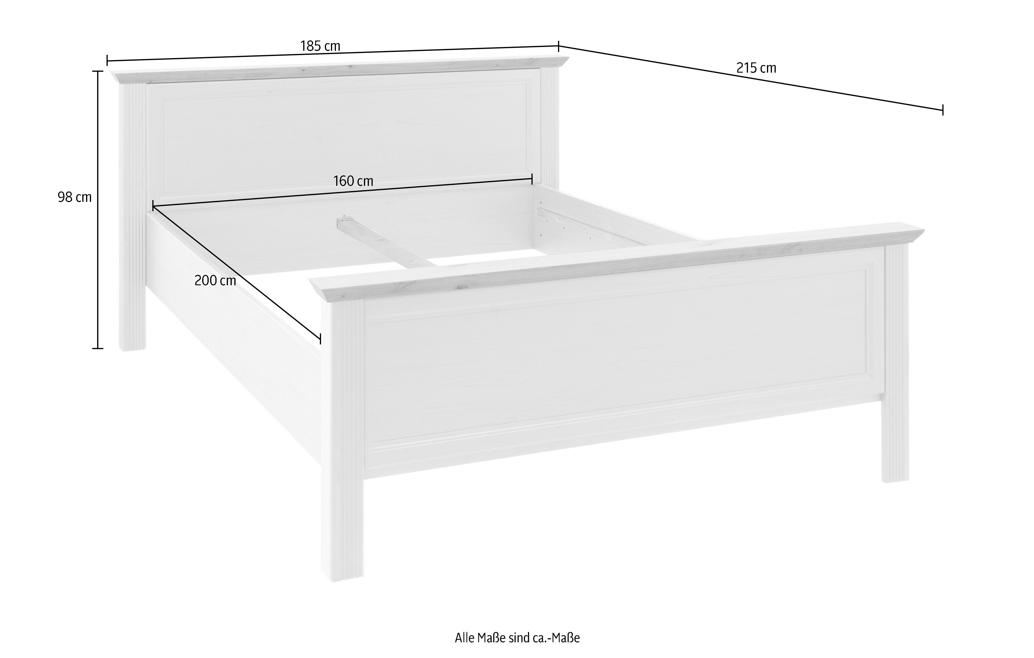 Schlafkontor Bedframe Jasmin II in landelijke stijl