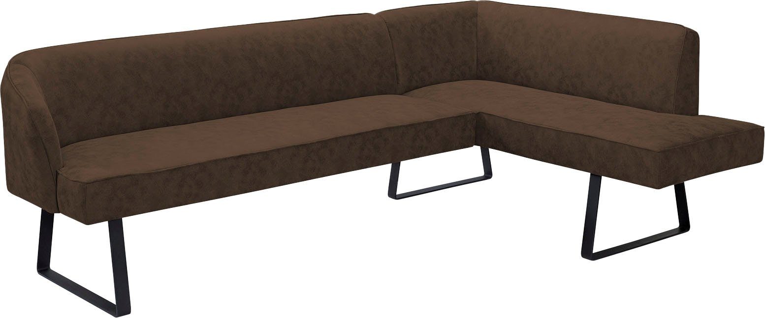 exxpo - sofa fashion Hoekbank Americano met opstaande naad en metalen poten, bekleding in verschillende kwaliteiten