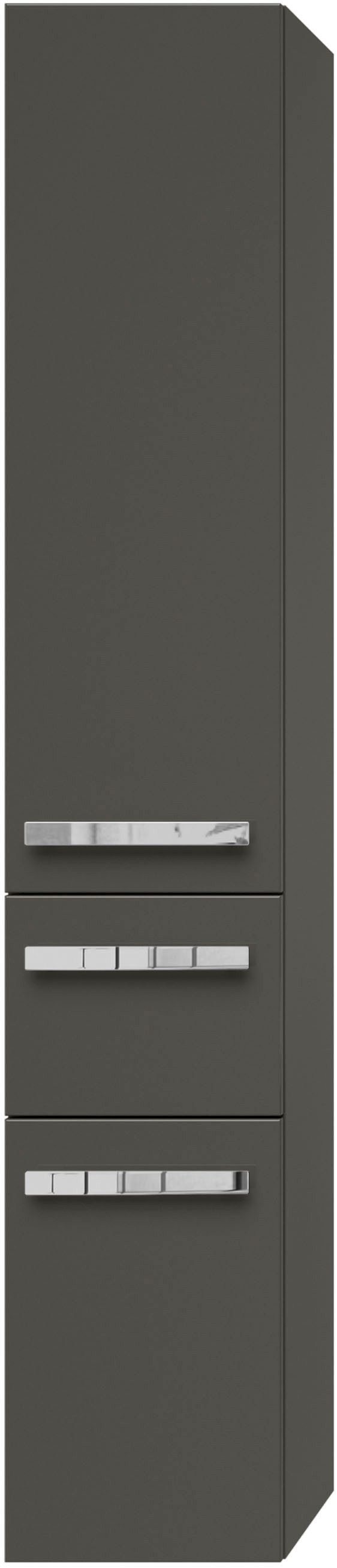 Saphir Hoge kast Serie 4005 badkamerkast 30 cm breed, met 2 deuren en 1 lade hoge kasten grijs