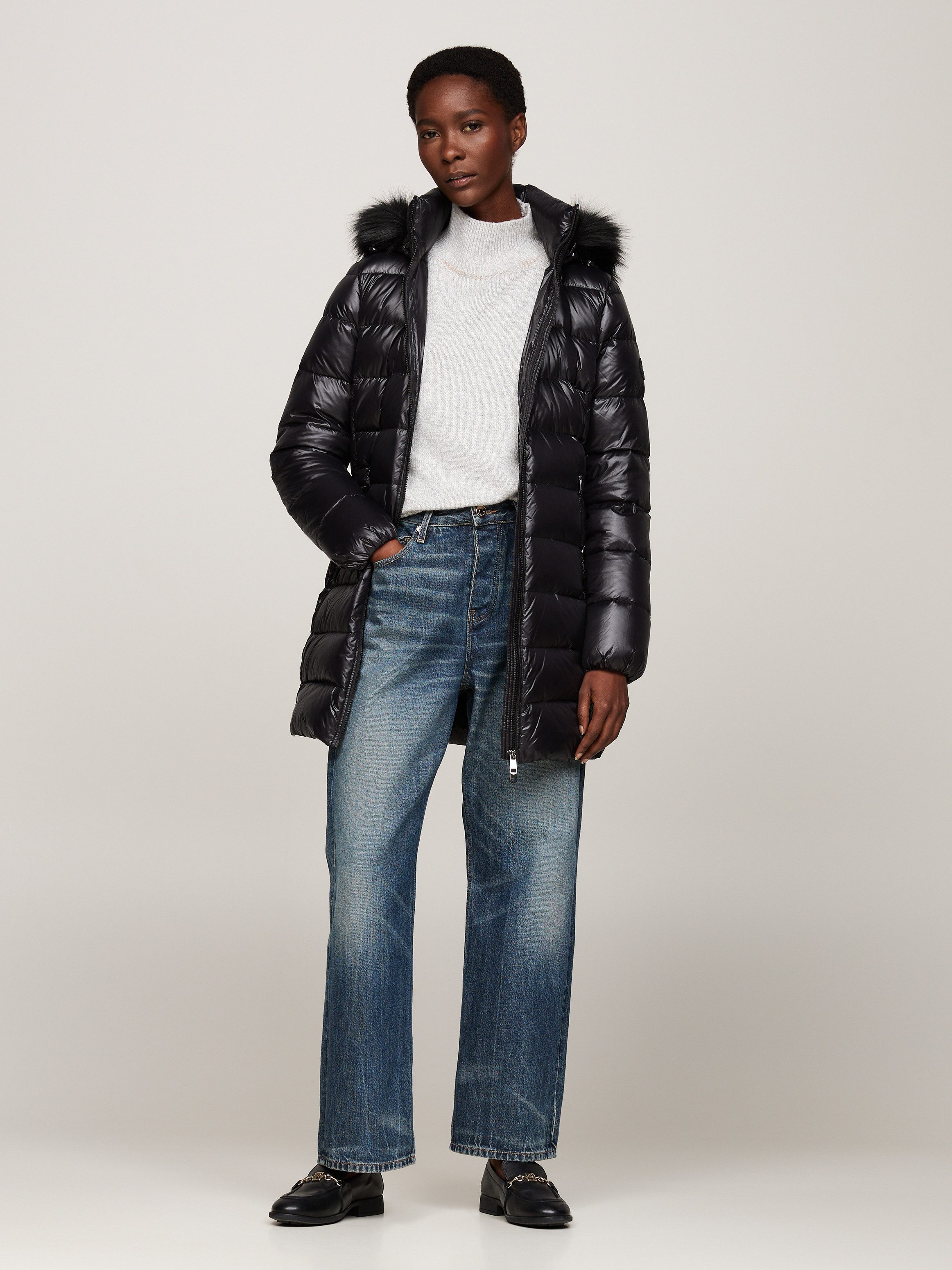 Tommy Hilfiger Lange jas met gestempeld logo