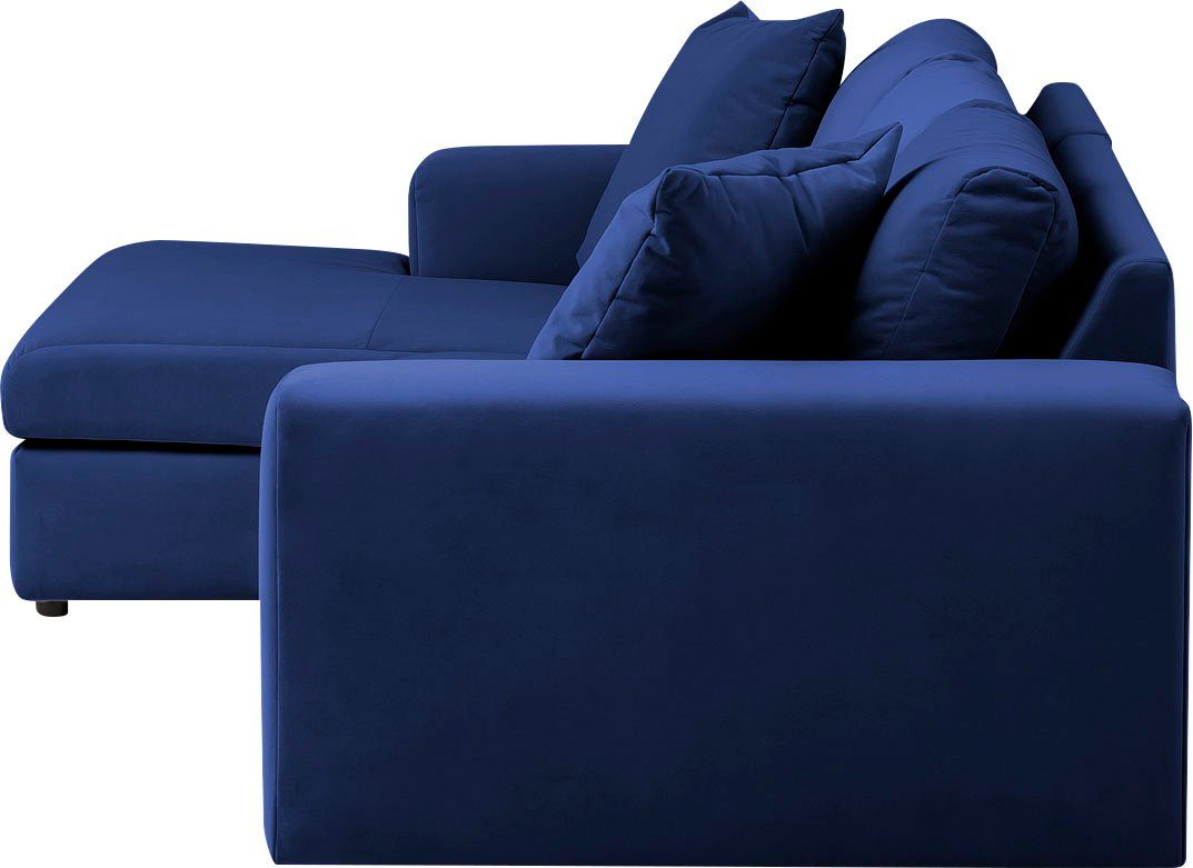 andas Hoekbank SLEETLAND XXL van fluweel of in vintage leer-look, L-model,