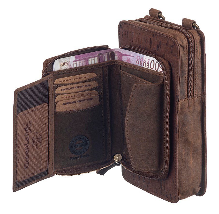 GreenLand Nature Gsm-tasje NATURE leather-cork met opgestikte portemonnee