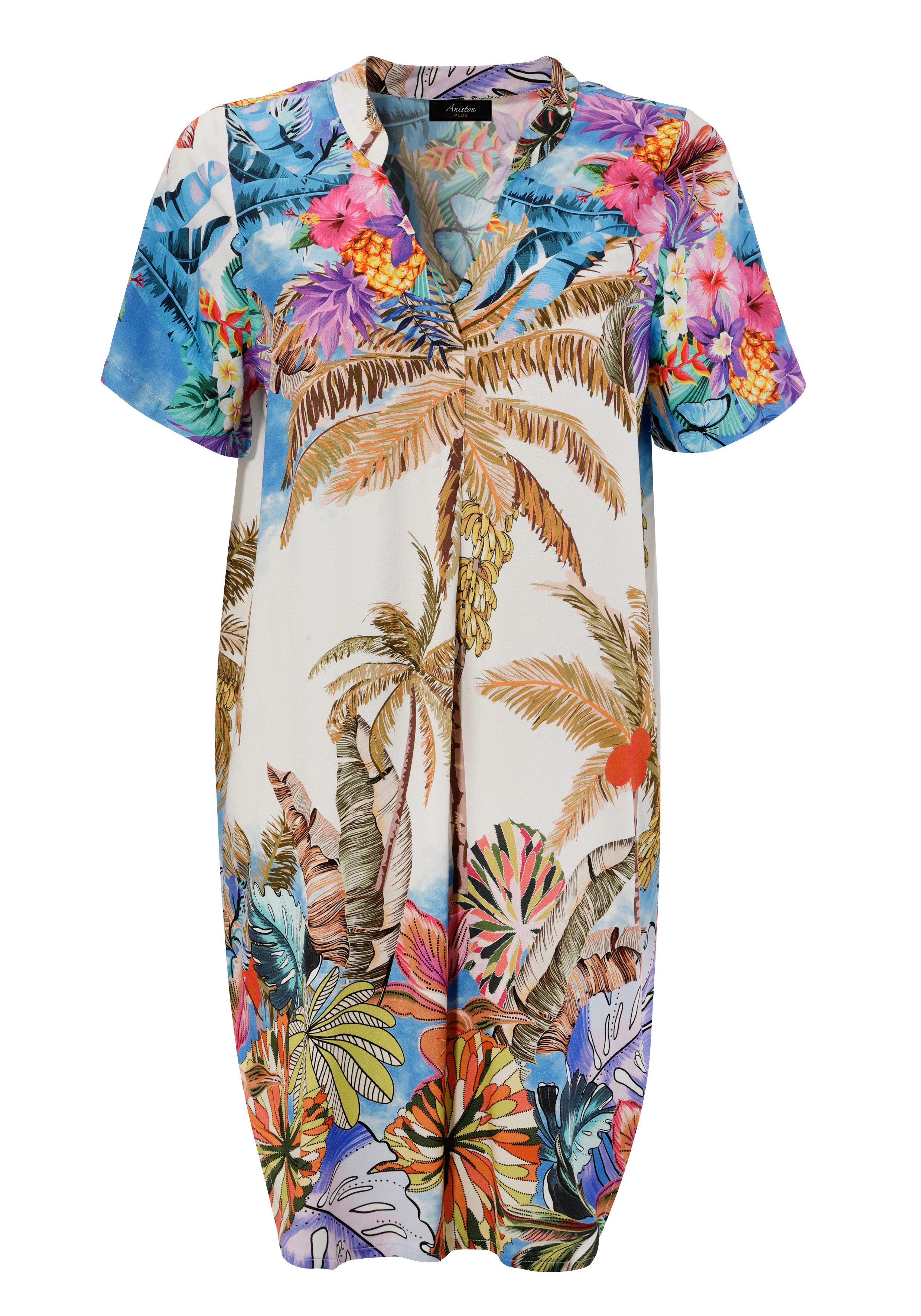 Aniston PLUS Blousejurk met kleurrijke, grootschalige palmprint - nieuwe collectie
