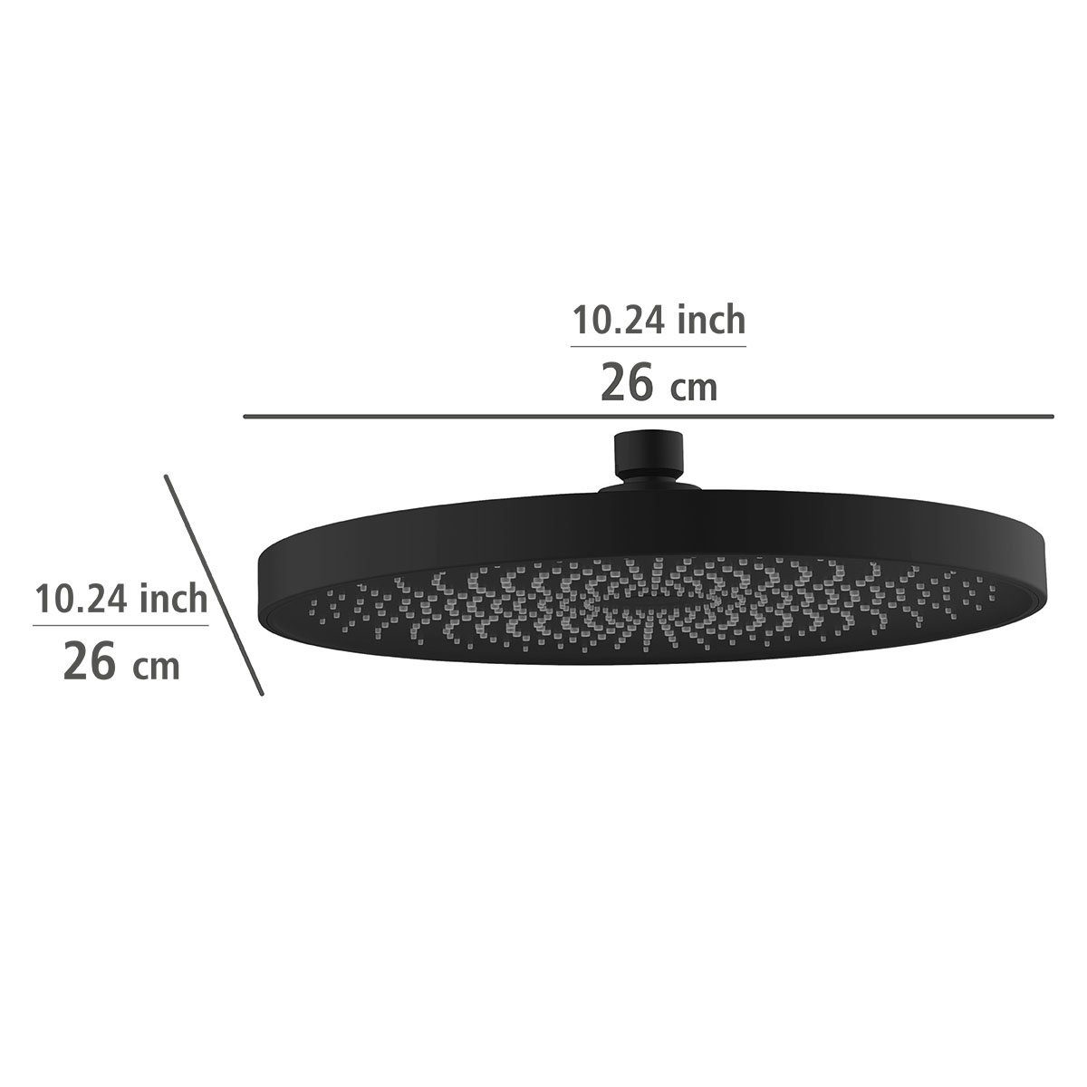 WENKO Douchekop Softwater Matzwart, Ø 26 cm (1-delig)