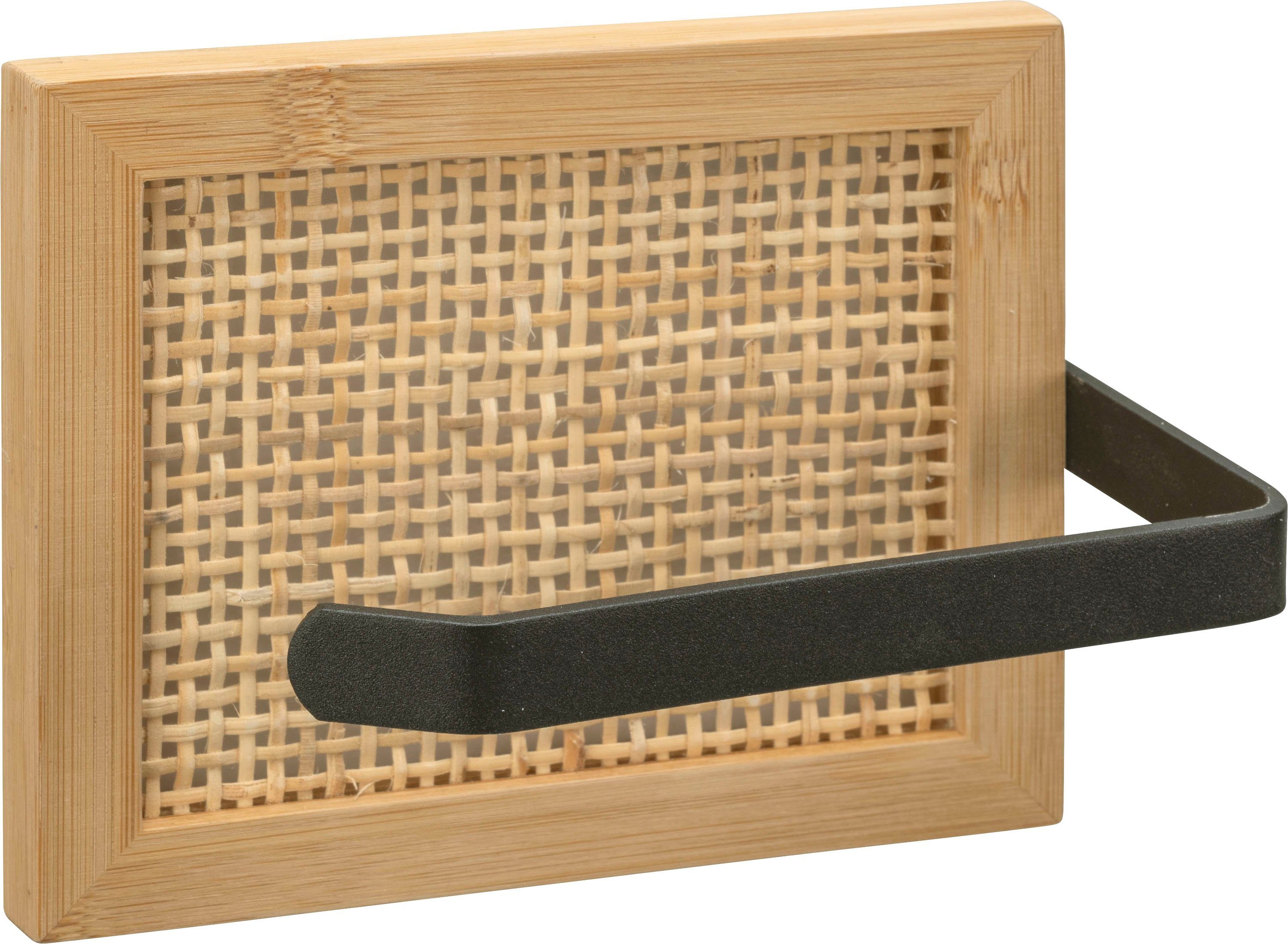 WENKO Toiletrolhouder Allegre van bamboe en rotan wc-accessoires zwart