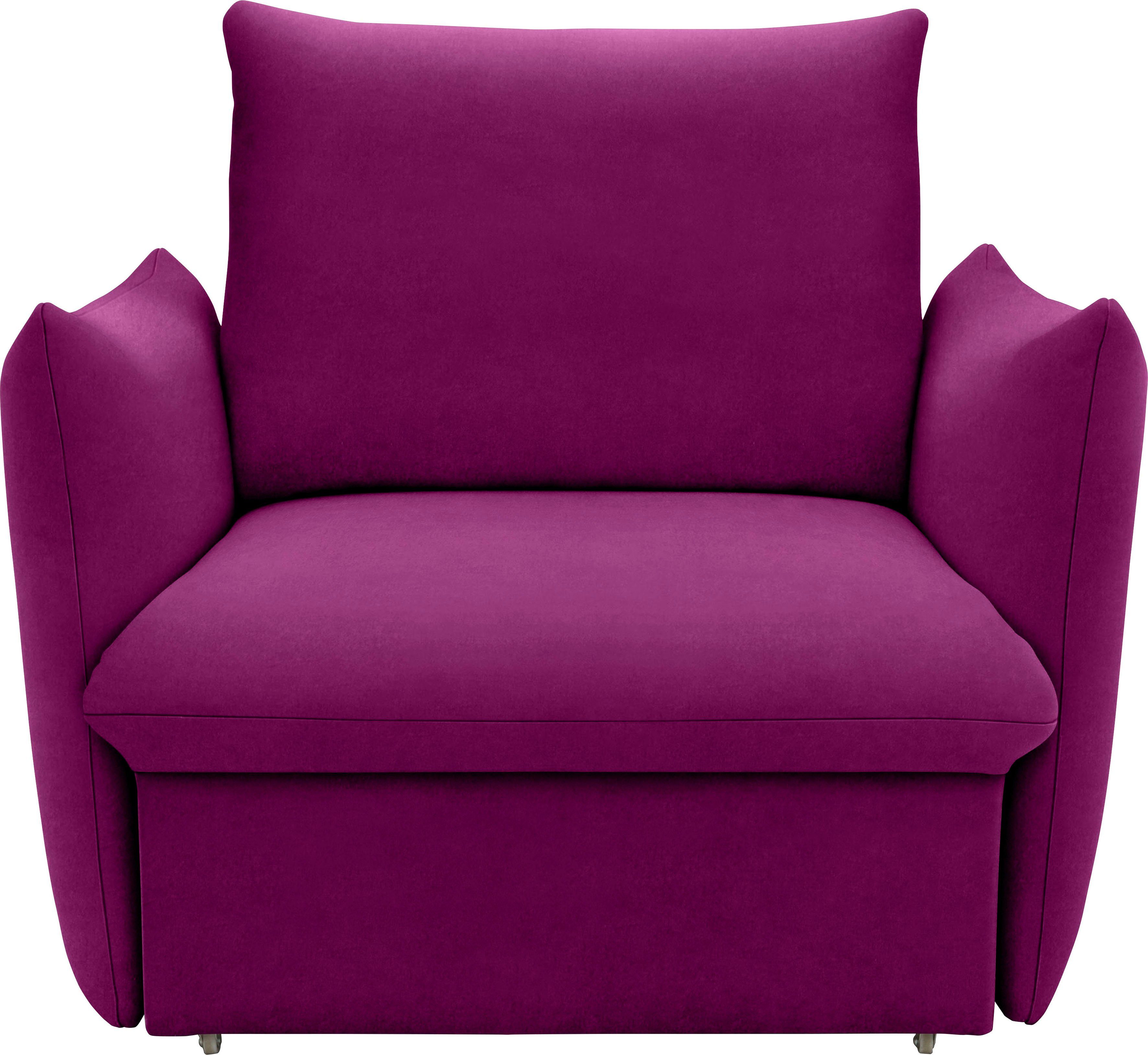 LOOKS BY WOLFGANG JOOP Fauteuil LOOKS XII Slaapstoel, Slaapfunctie Boxspringbekleding, met slaapfunctie, kussen-look fauteuils paars
