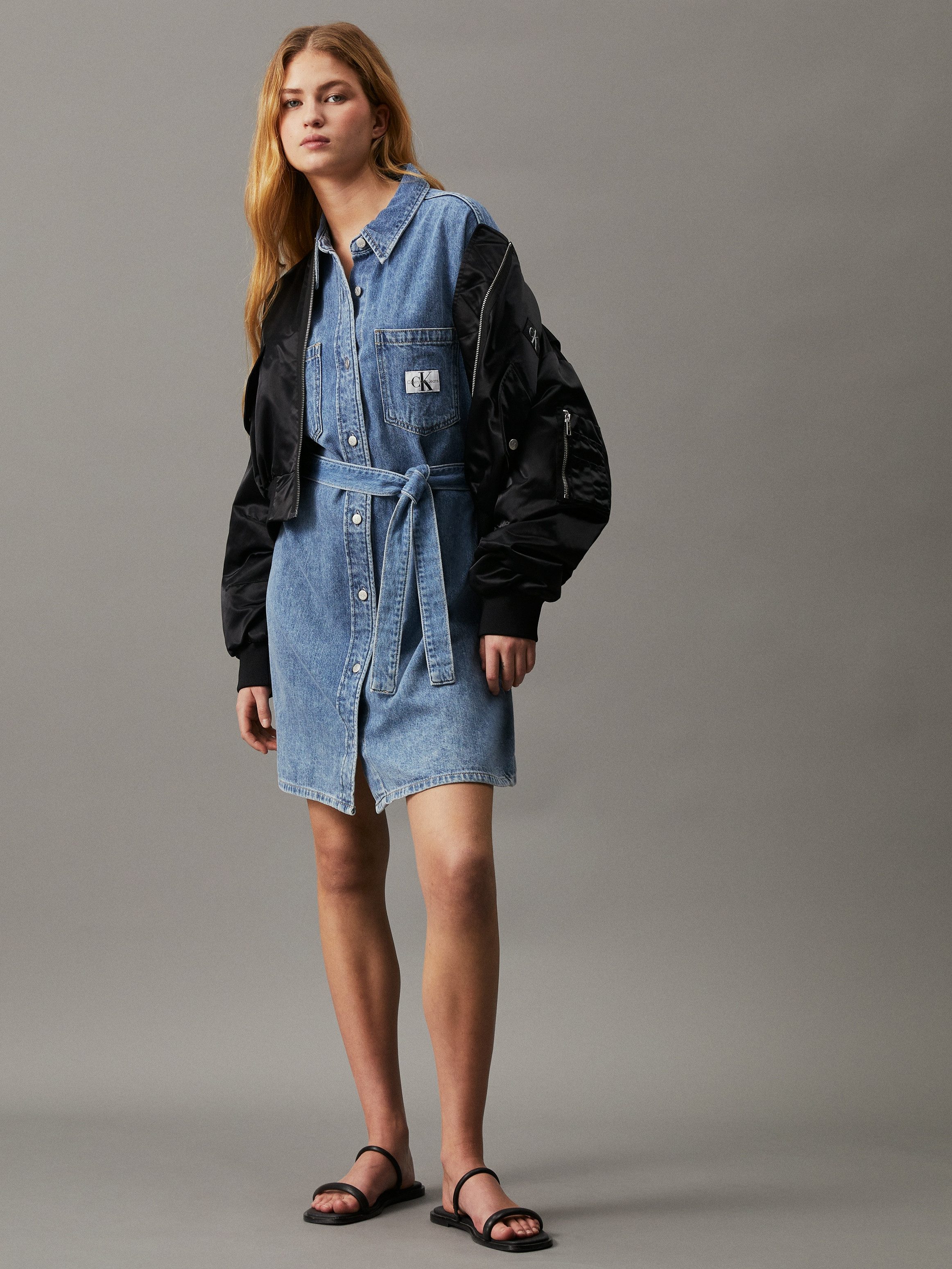 Calvin Klein Jeans jurk BOXY BELTED SHIRT DRESS