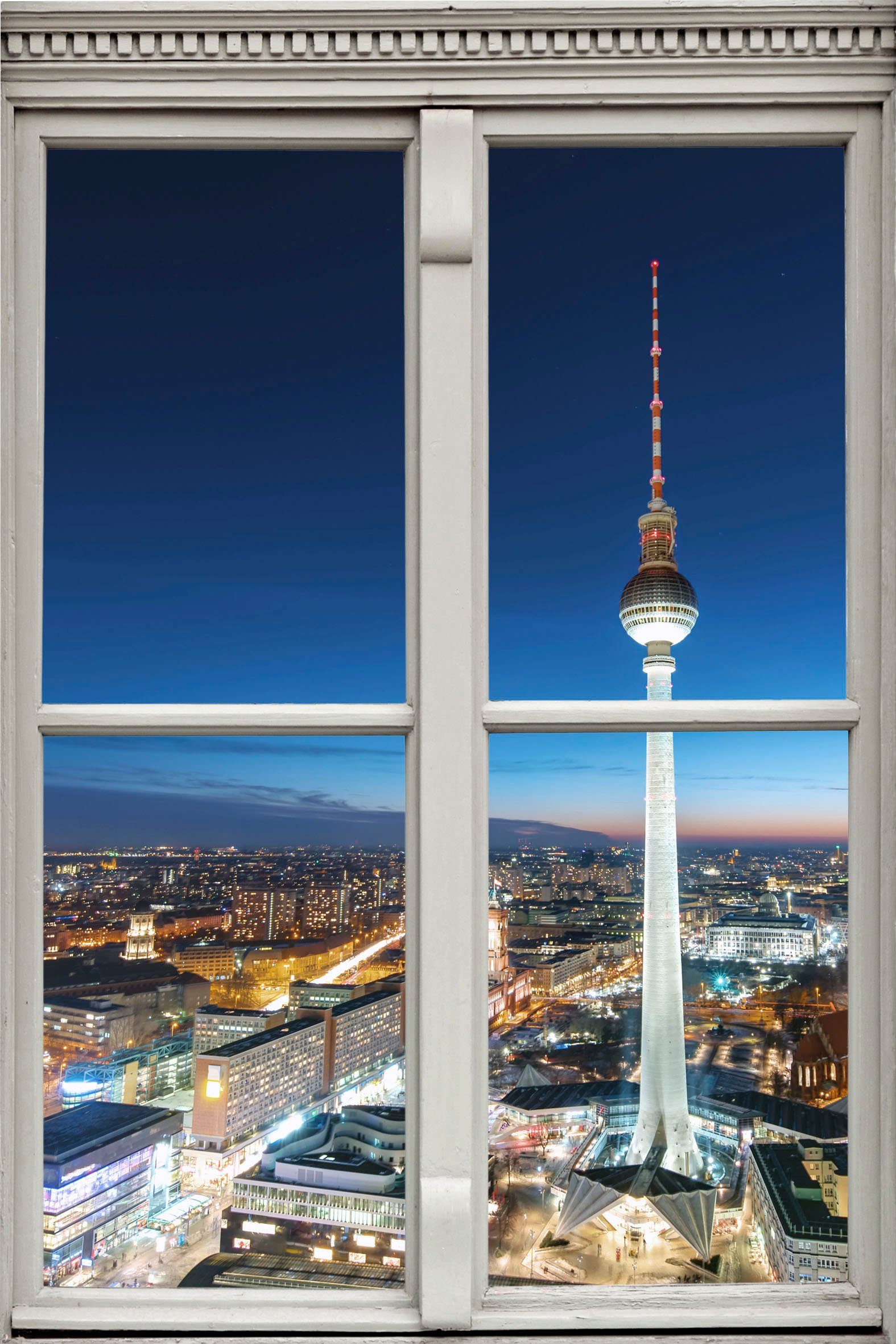 queence Wandfolie Berlin Muursticker, muurdecoratie, zelfklevend, 3D, raam wandstickers multicolor