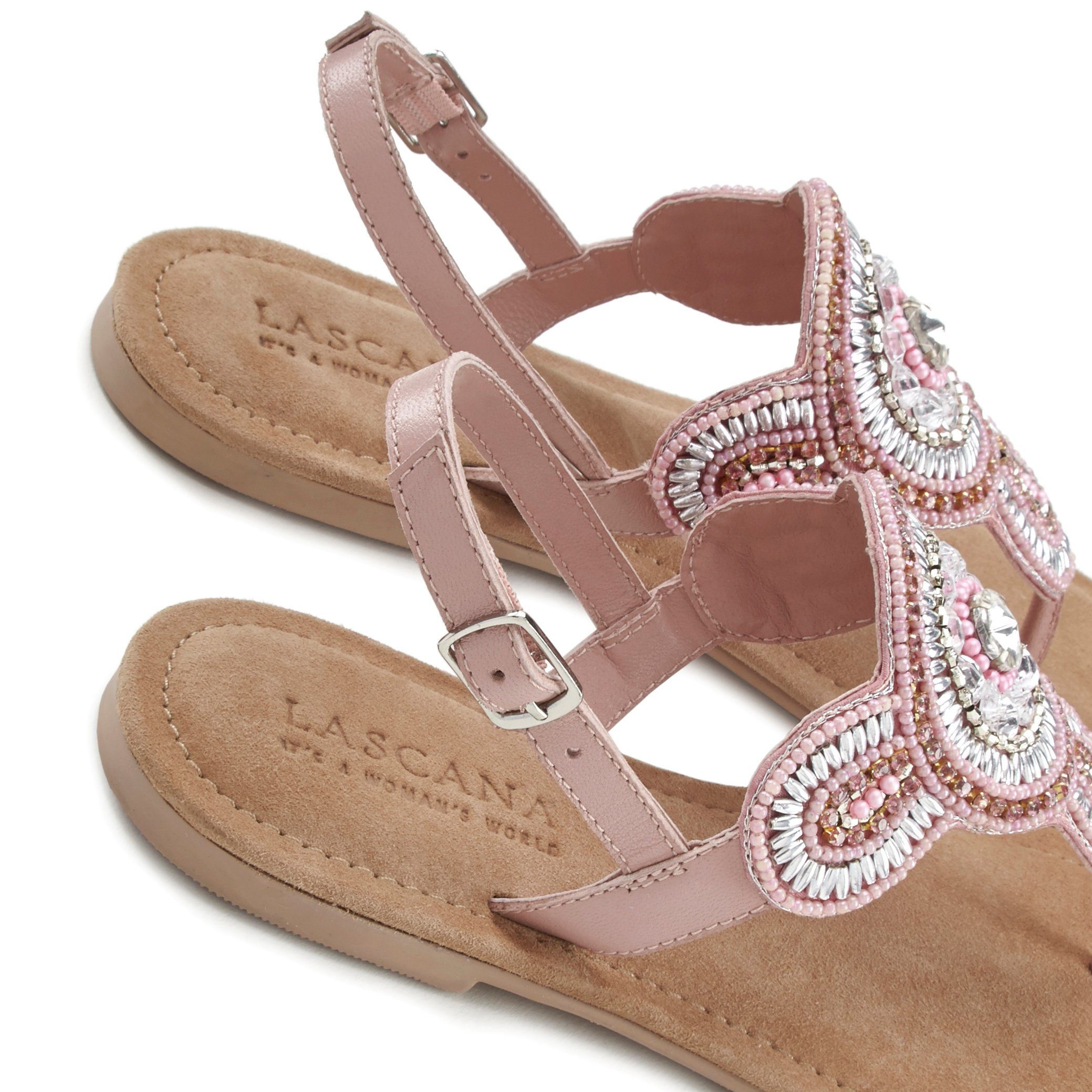 Lascana Teenslippers Sandaal, pantoffel in glitter-look en zachte leren binnenzool