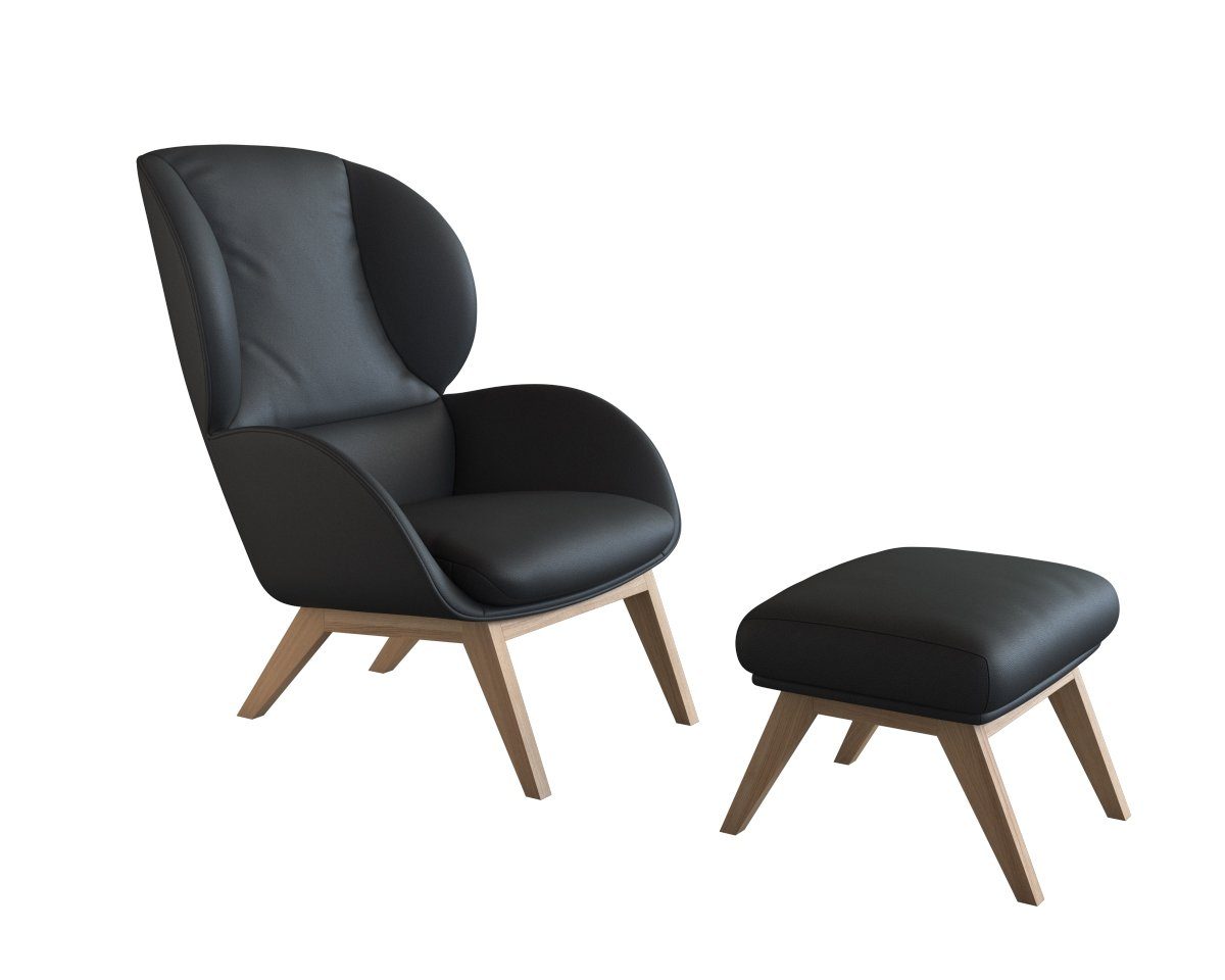 FLEXLUX Hocker Adria Eiken poot, voetenbank/poef voor oorfauteuil