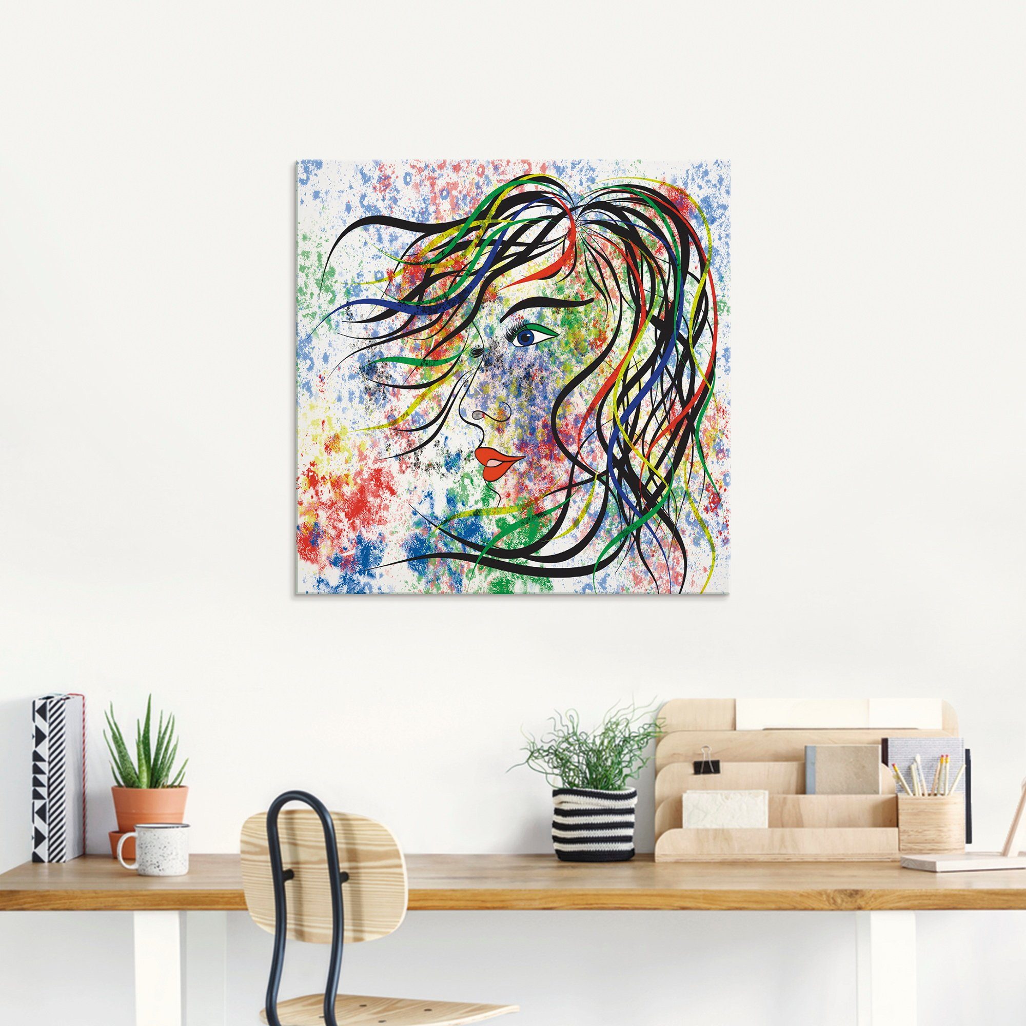 Artland Print op glas Modern portret in verschillende maten