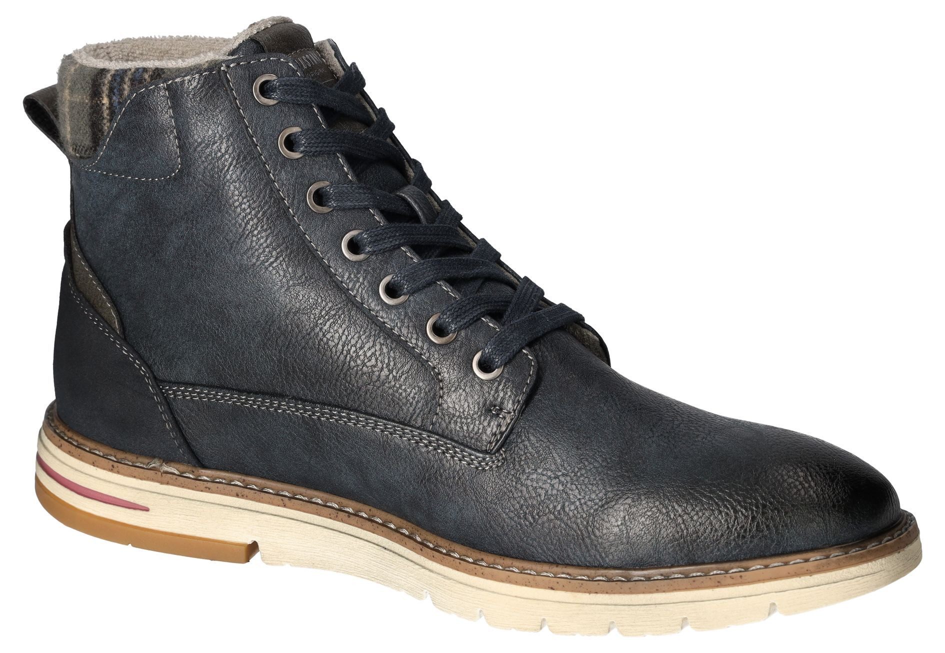 Mustang Shoes Winterlaarzen , veterschoenen, casual enkellaars met geruite inzet aan de schacht
