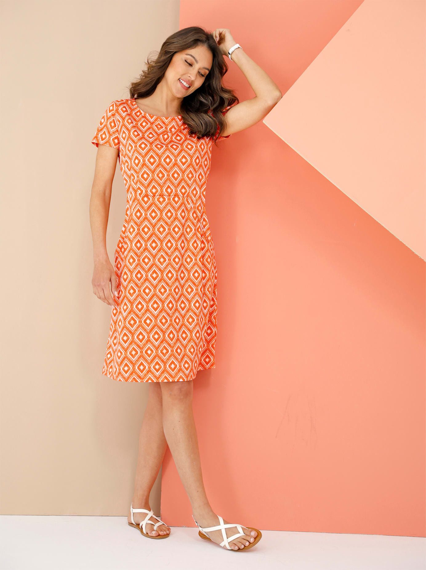 Classic Basics Shirtjurk Jerseyjurk dames shirtjurken maat 40 oranje