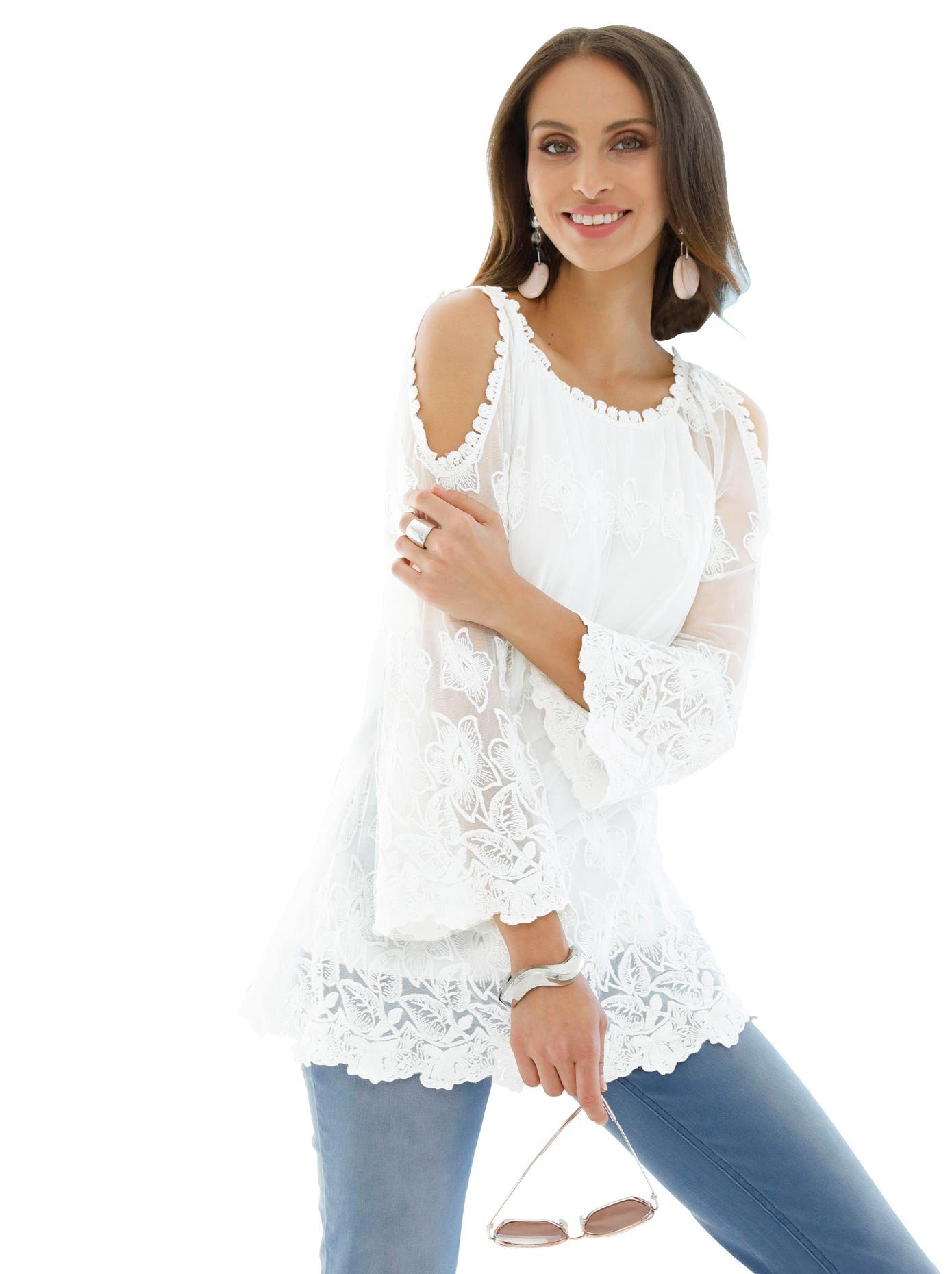 Lady Kanten blouse dames blouses maat 50 wit