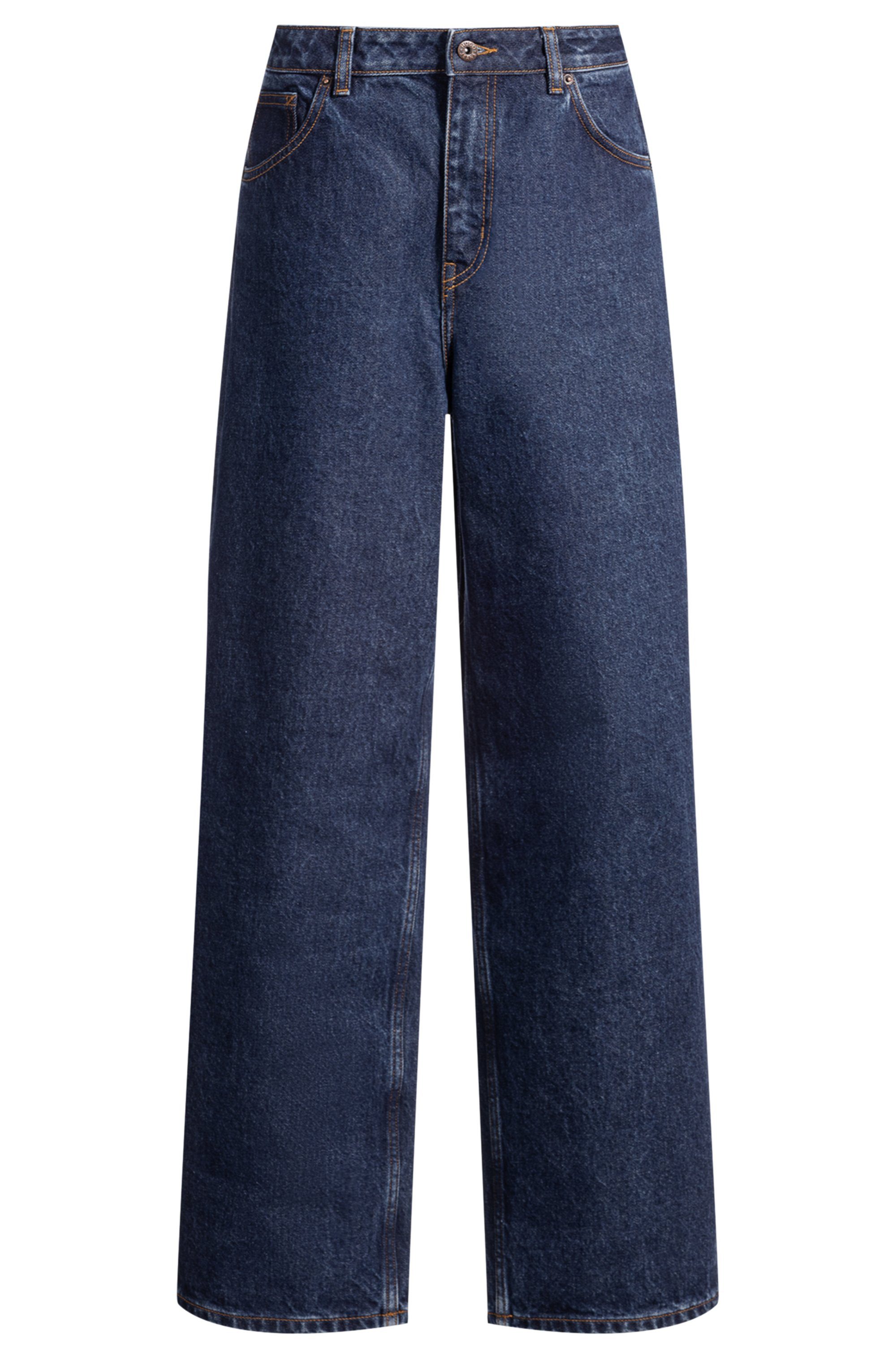 HUGO Blue Relax fit jeans Leni met kenmerkende borduurwerk