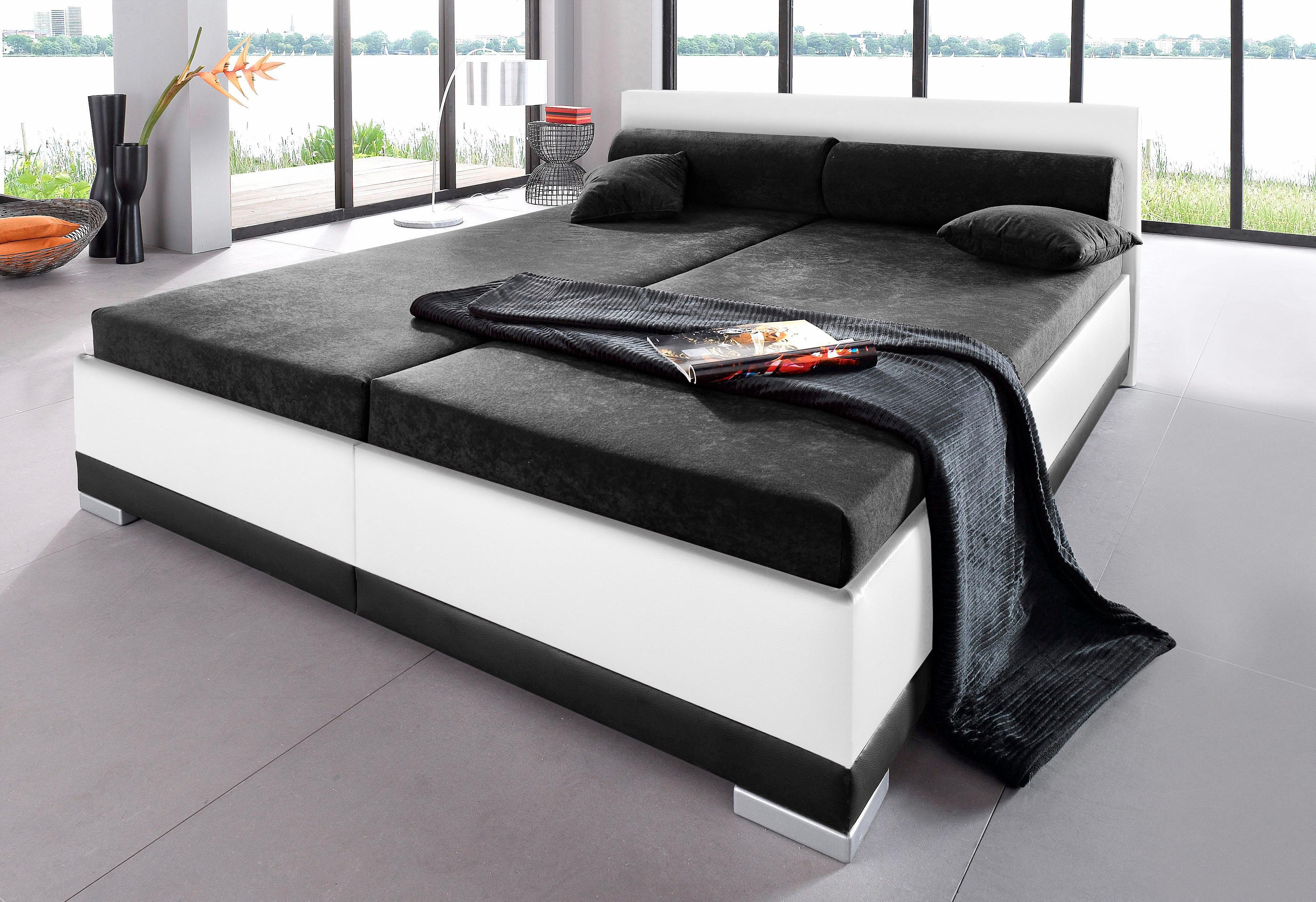 Maintal Gestoffeerd bed Imitatieleer, in 6 verschillende uitvoeringen, made in Germany bedden maat 167 cm x 211 cm x 55 cm zwart