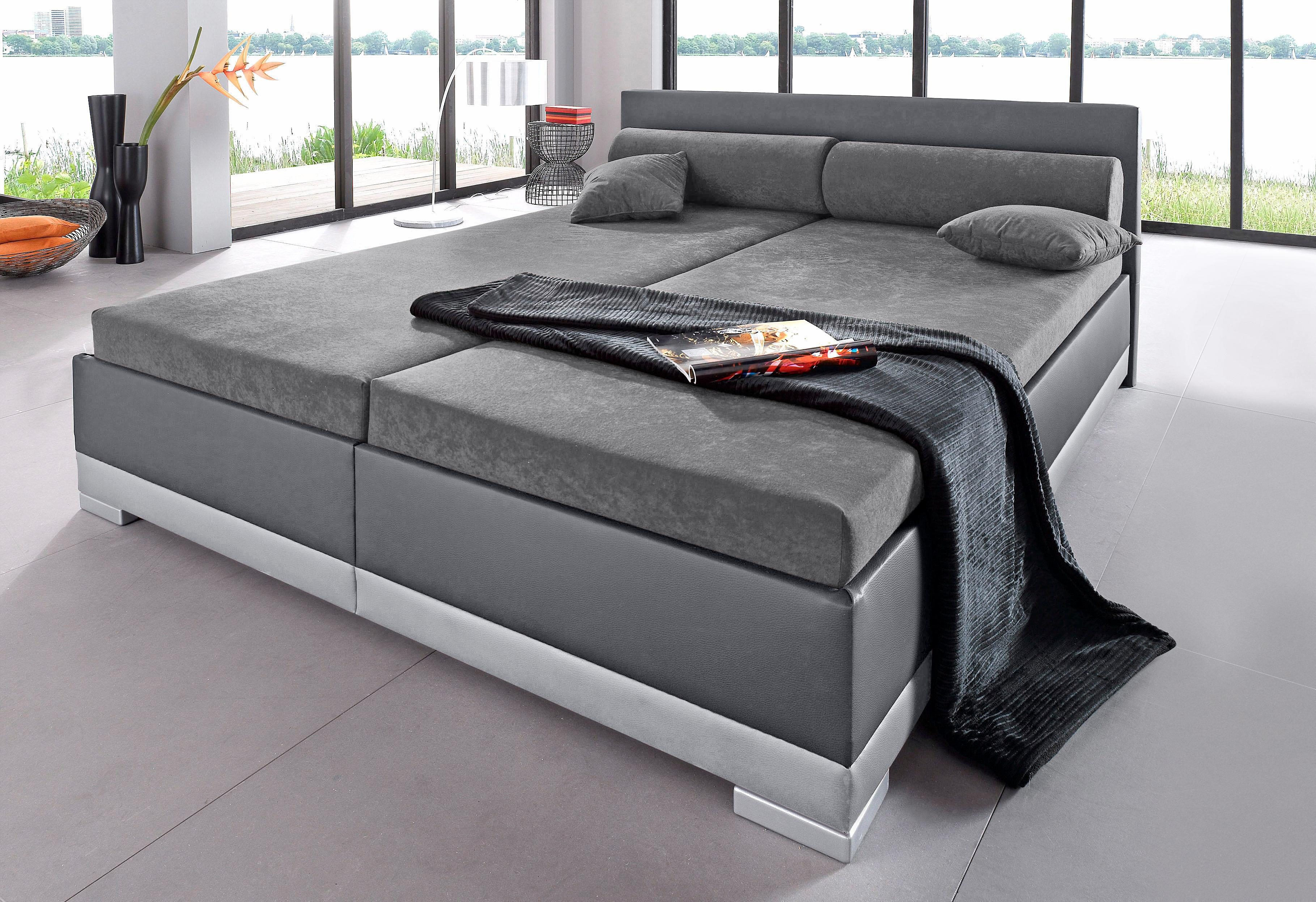 Maintal Gestoffeerd bed Imitatieleer, in 6 verschillende uitvoeringen, made in Germany bedden maat 167 cm x 211 cm x 42 cm grijs