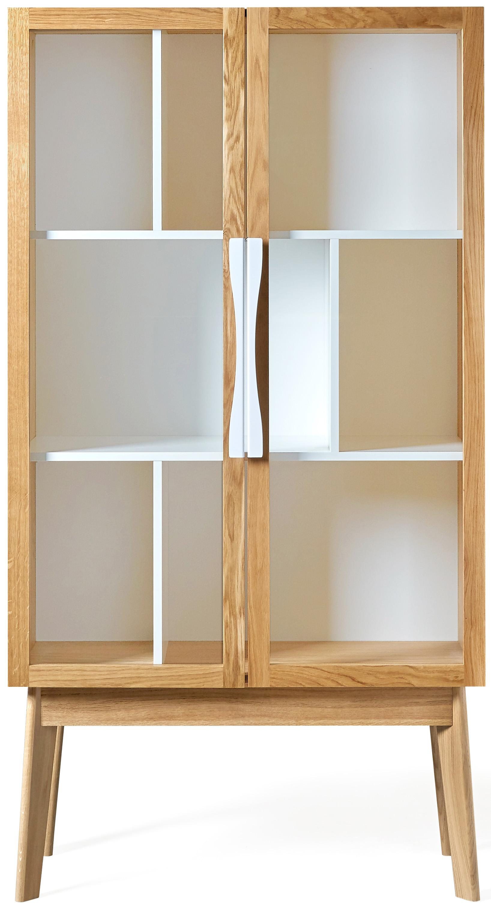 Woodman Boekenkast Hilla Breedte 88 cm, deuren met glasinzetten, houtfineer van eiken