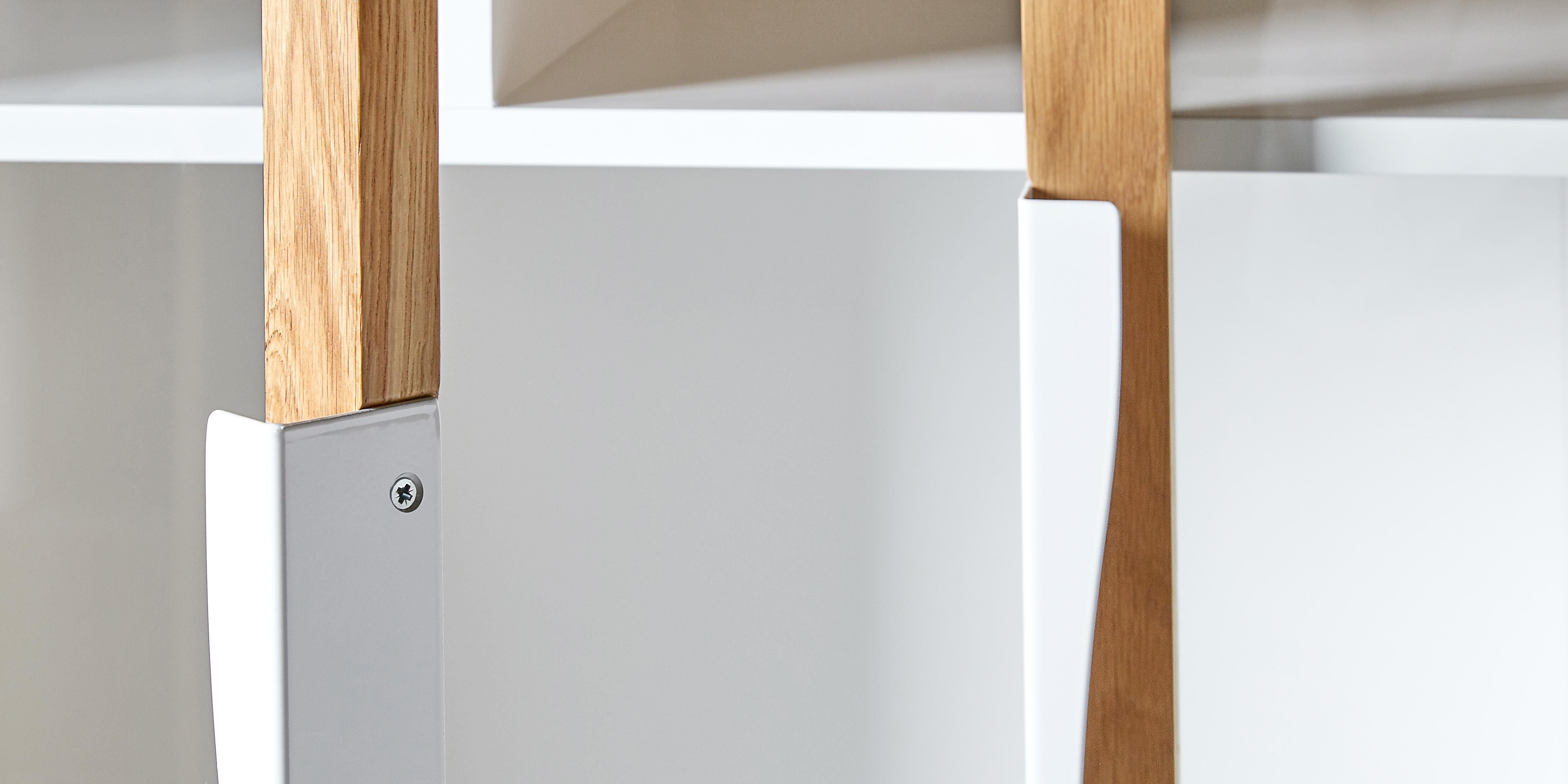 Woodman Boekenkast Hilla Breedte 88 cm, deuren met glasinzetten, houtfineer van eiken