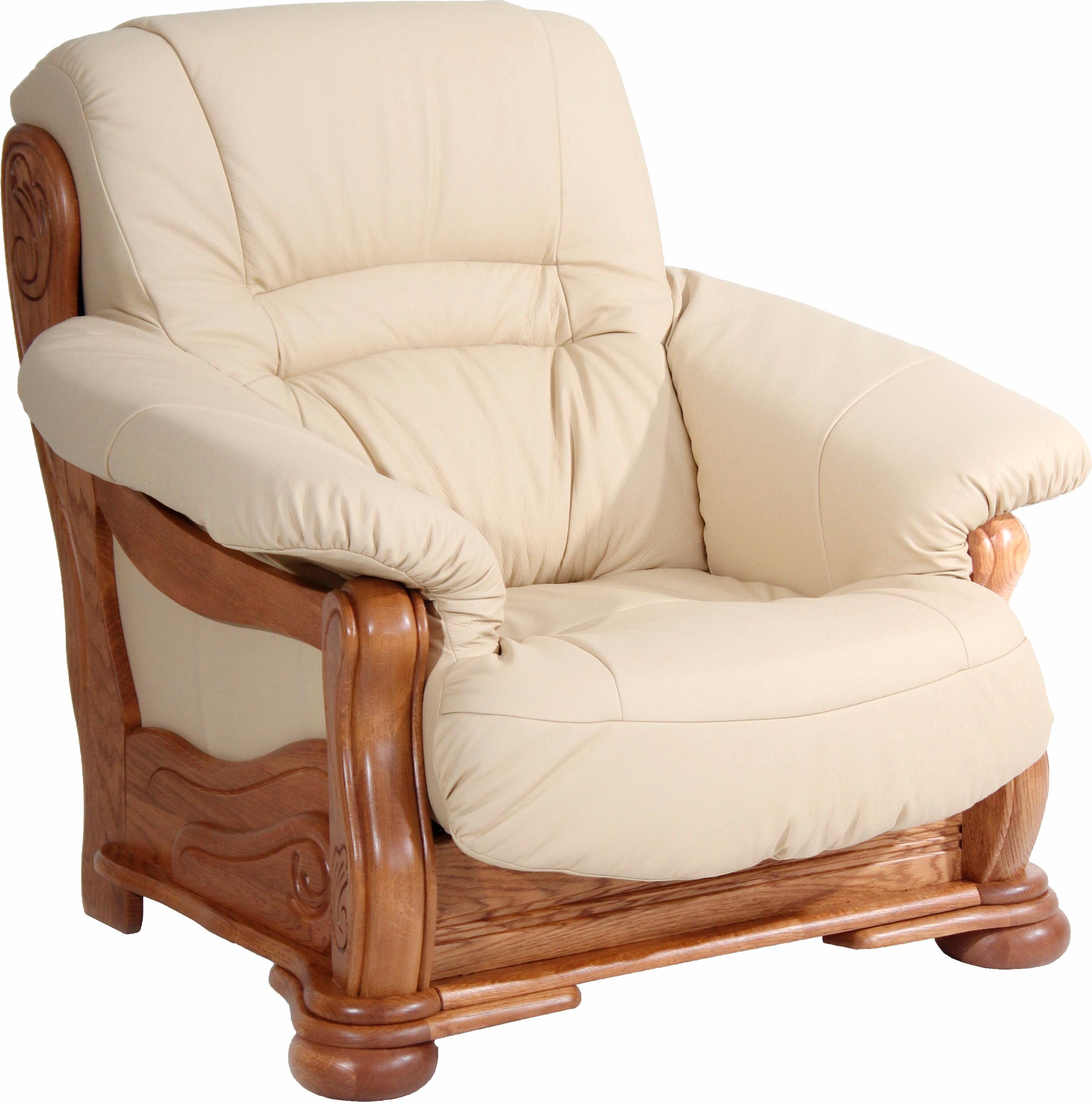 max winzer fauteuil texas met een decoratief houten frame beige