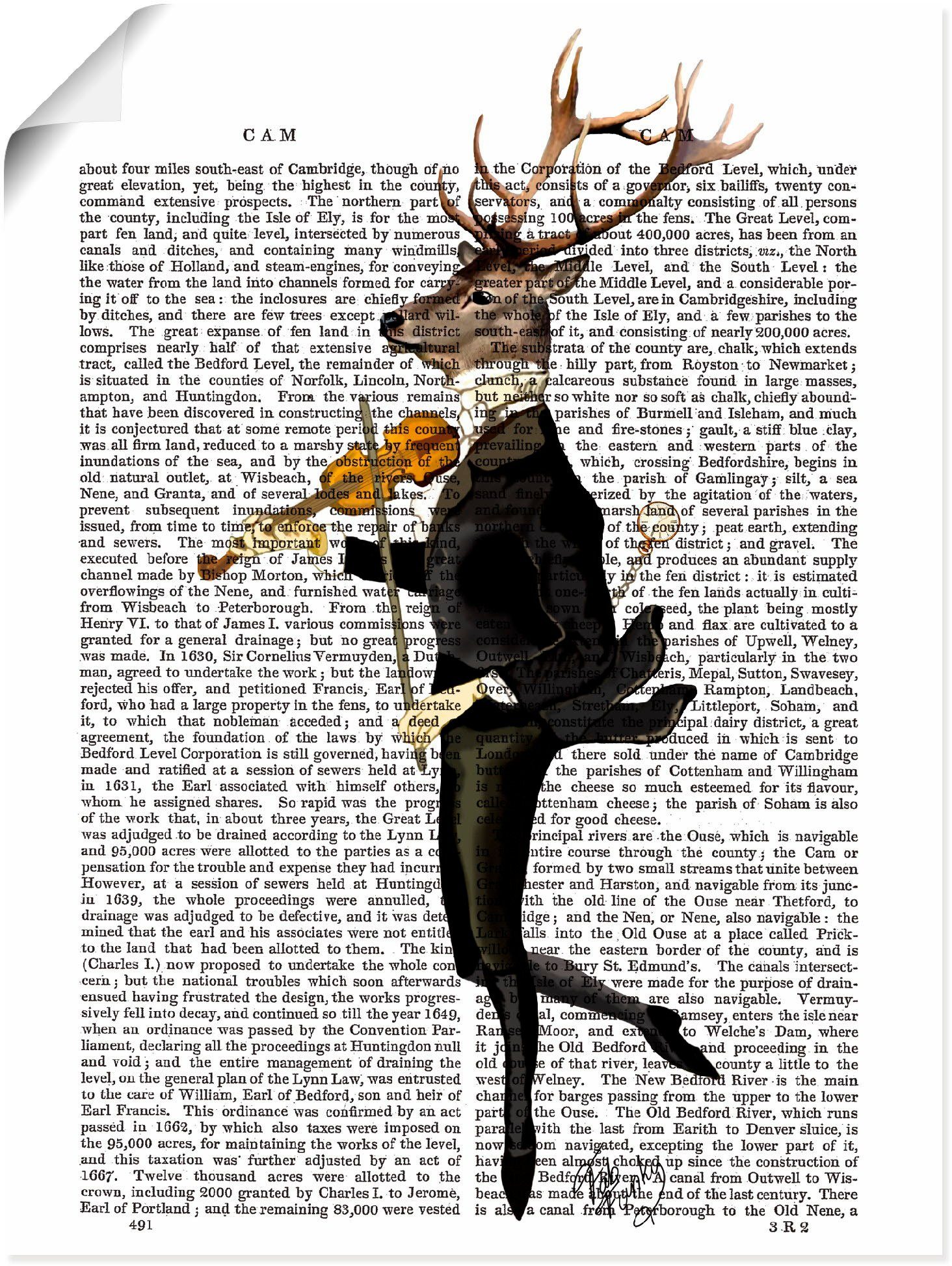 Artland artprint Tanzender Hirsch mit Violine