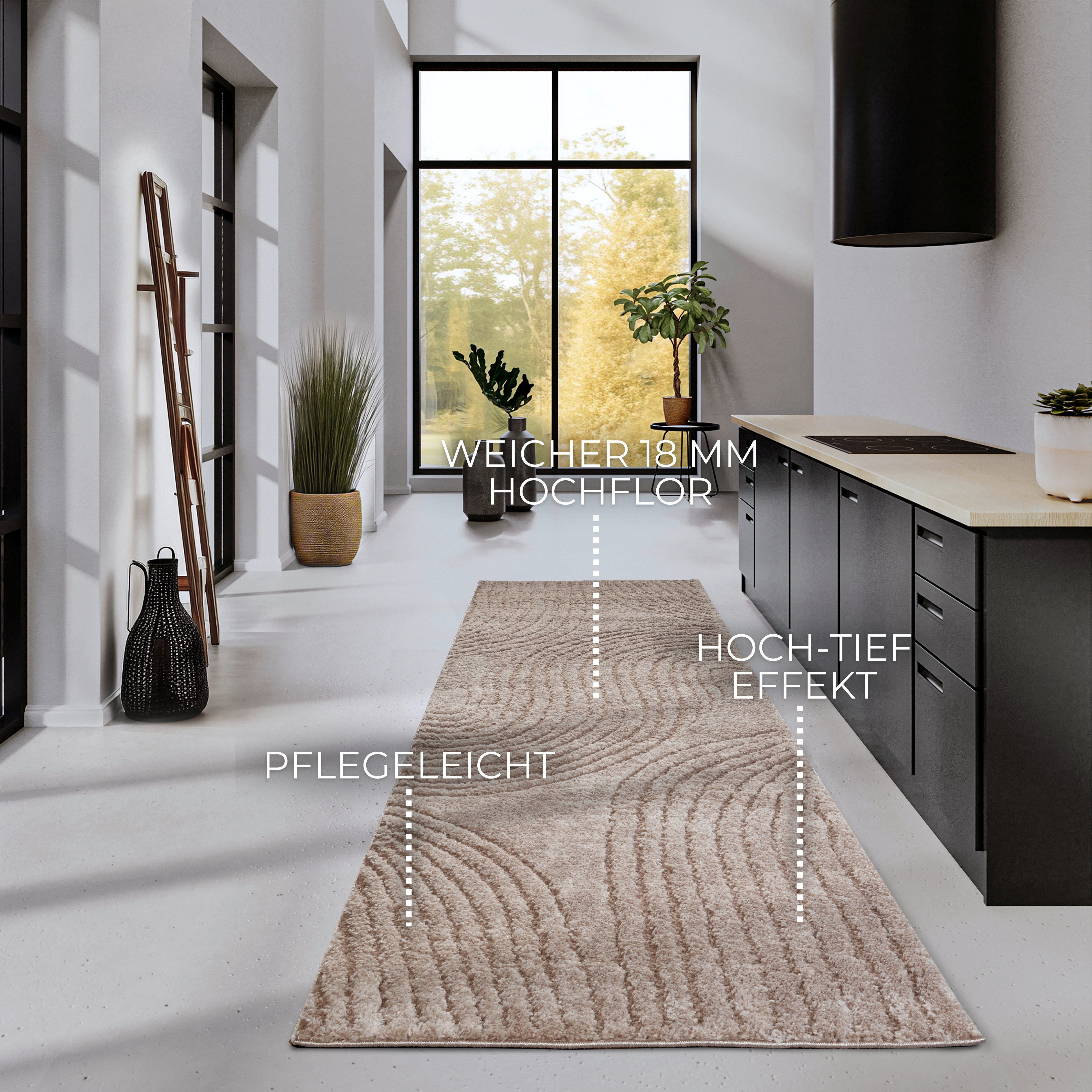 ELLE DECORATION Design-vloerkleed Pigment Hoogpolig, shaggy, loper, zacht, langpolig, modern, hoog-laag effect